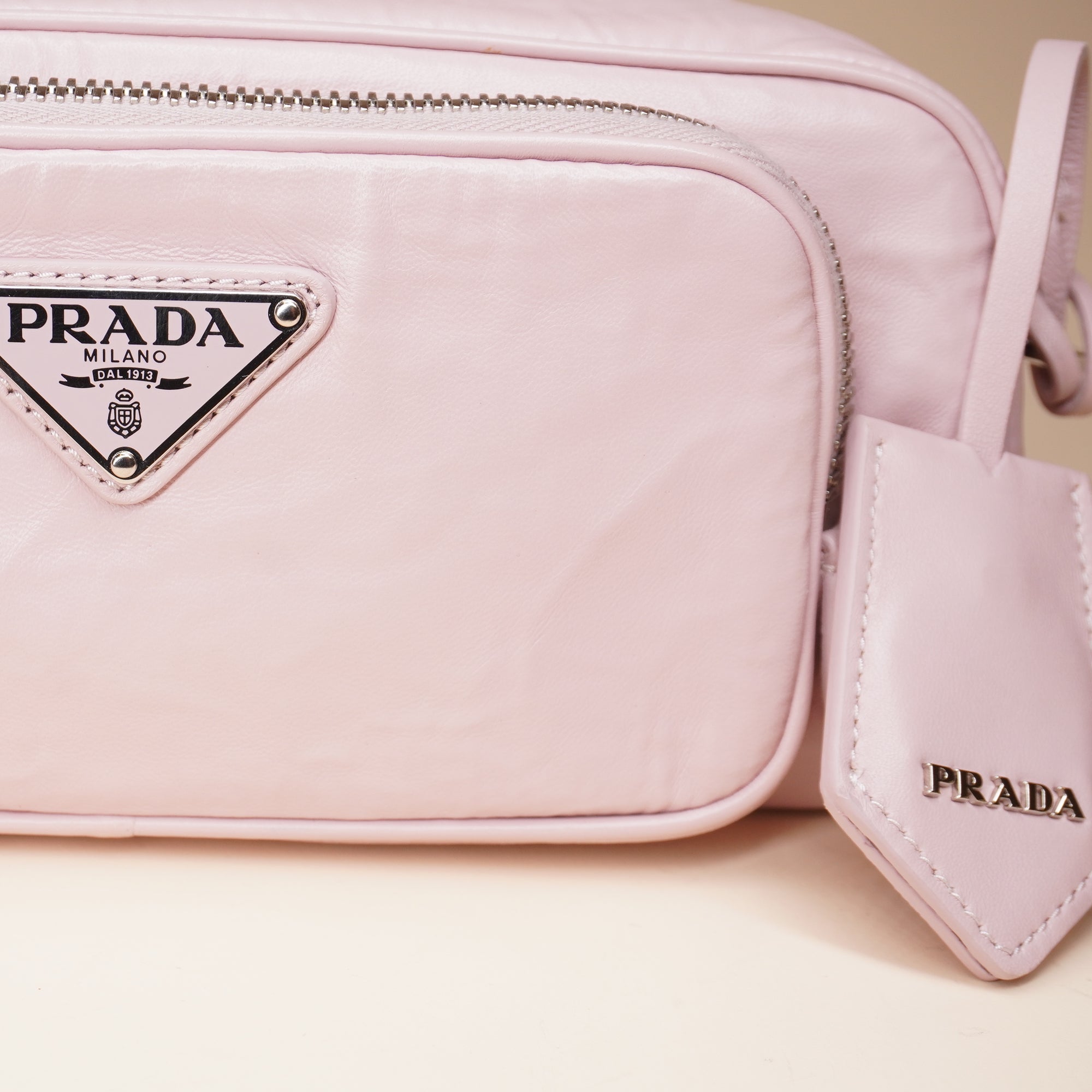 PRE-OWNED Light Pink Nappa Antique Multi-Pocket Shoulder Bag Alabastro