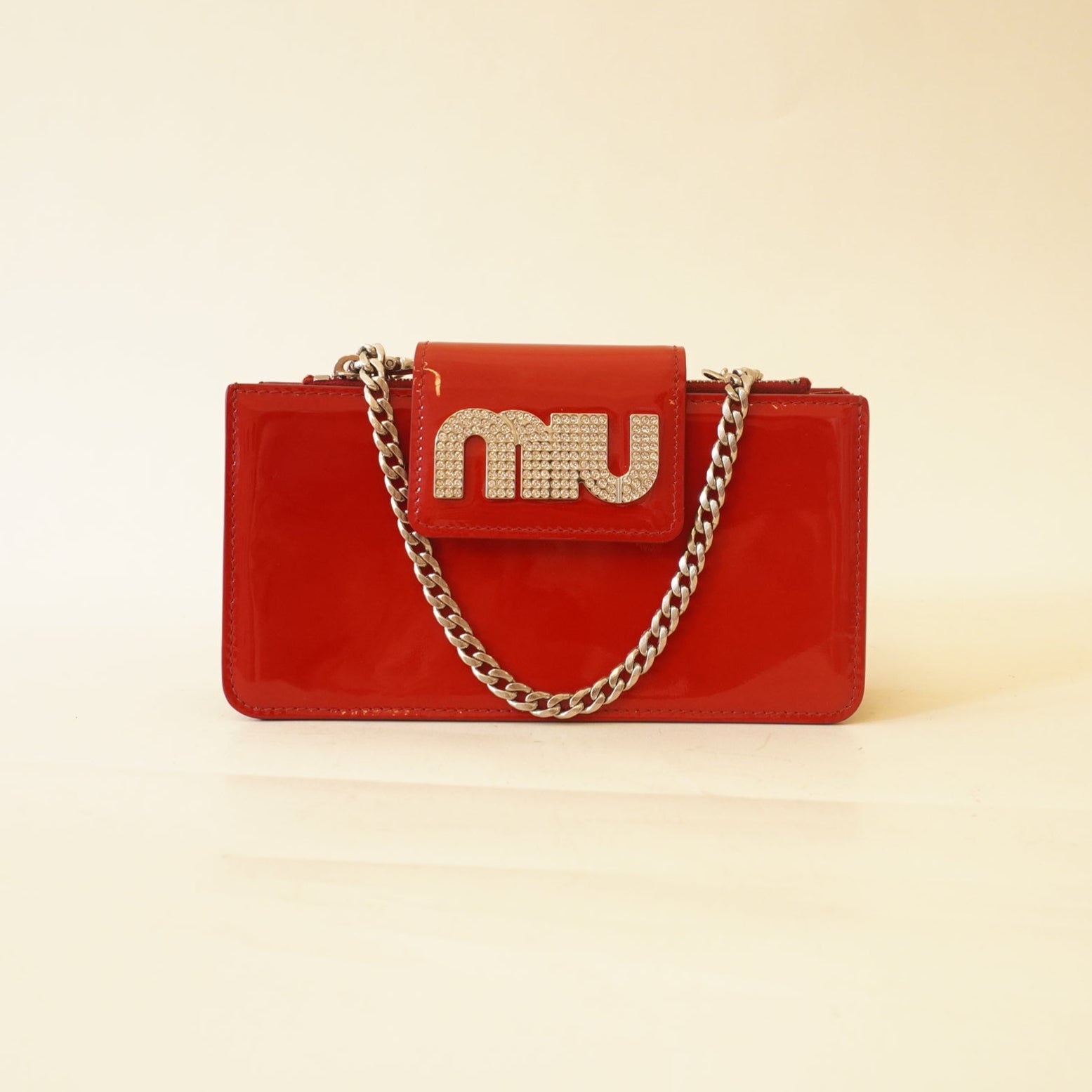  PRE-OWNED Red Vernis Wallet on Chain Bag or Crossbody