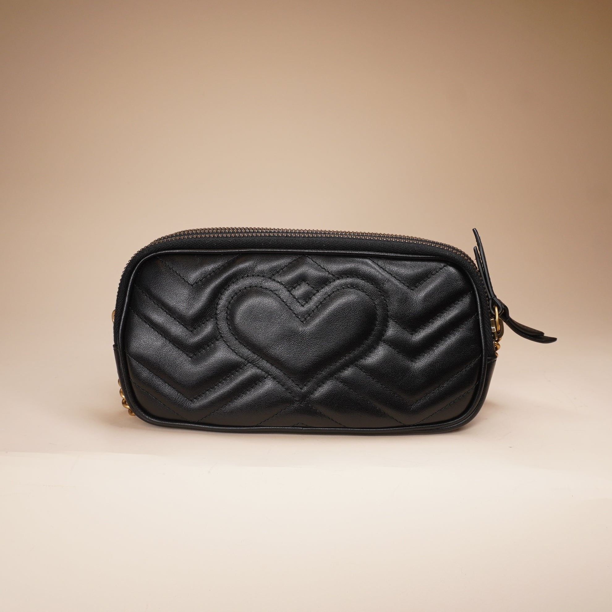 PRE-OWNED GG Marmont Triple zip leather Cossbody Bag