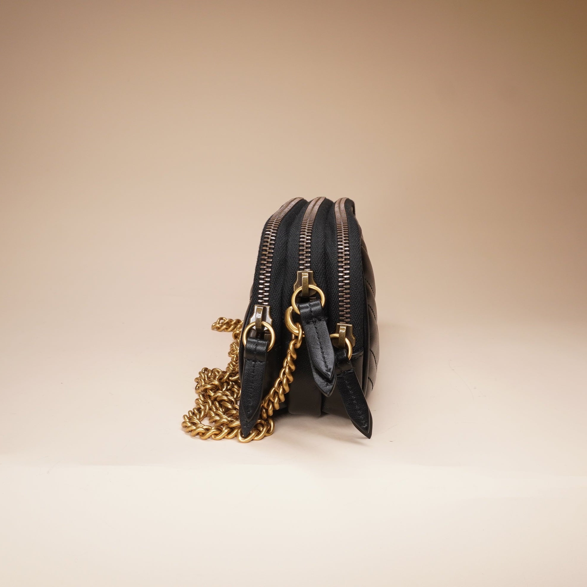 PRE-OWNED GG Marmont Triple zip leather Cossbody Bag
