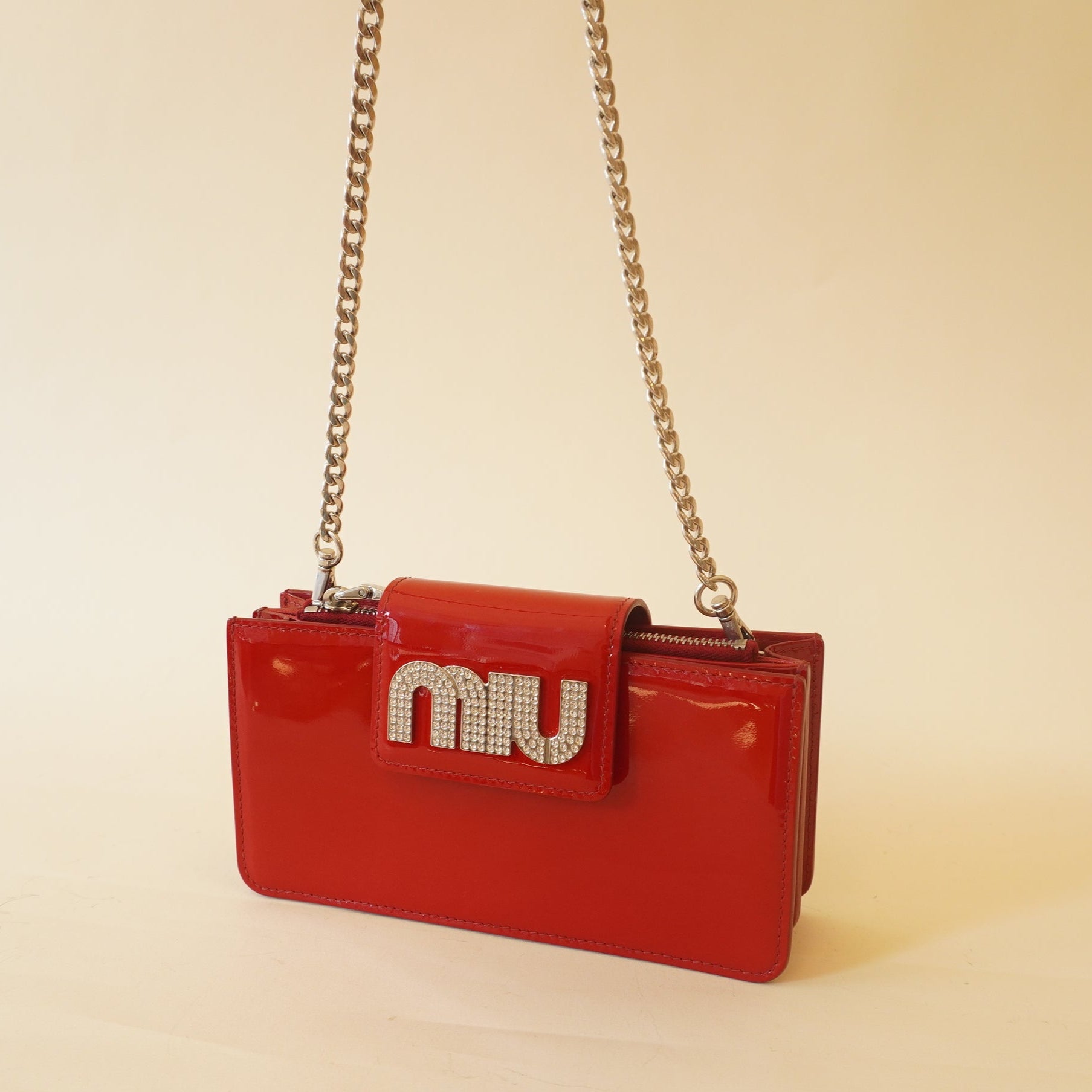  PRE-OWNED Red Vernis Wallet on Chain Bag or Crossbody