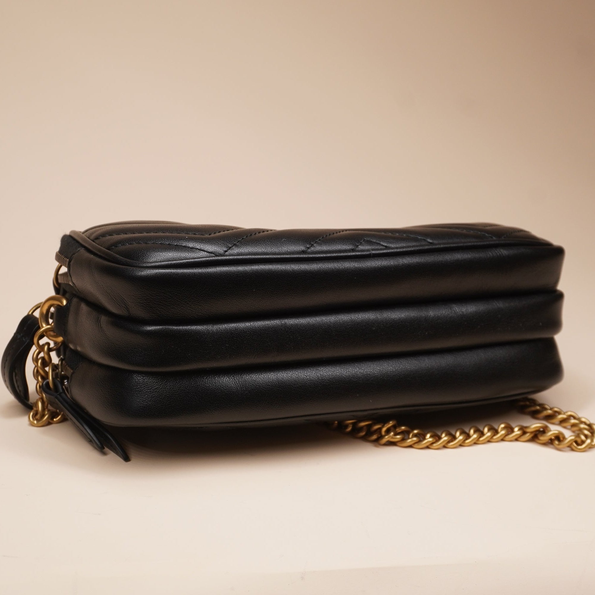 PRE-OWNED GG Marmont Triple zip leather Cossbody Bag