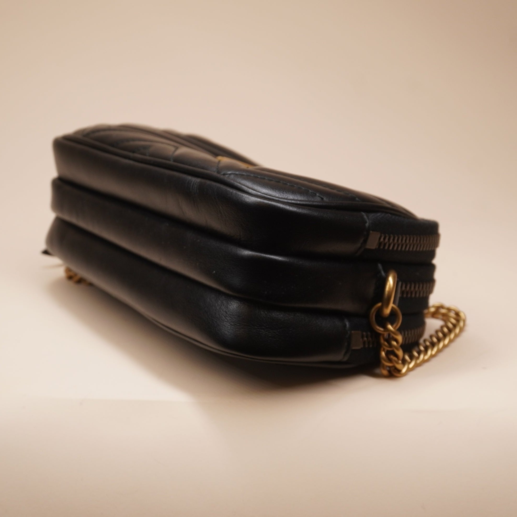 PRE-OWNED GG Marmont Triple zip leather Cossbody Bag