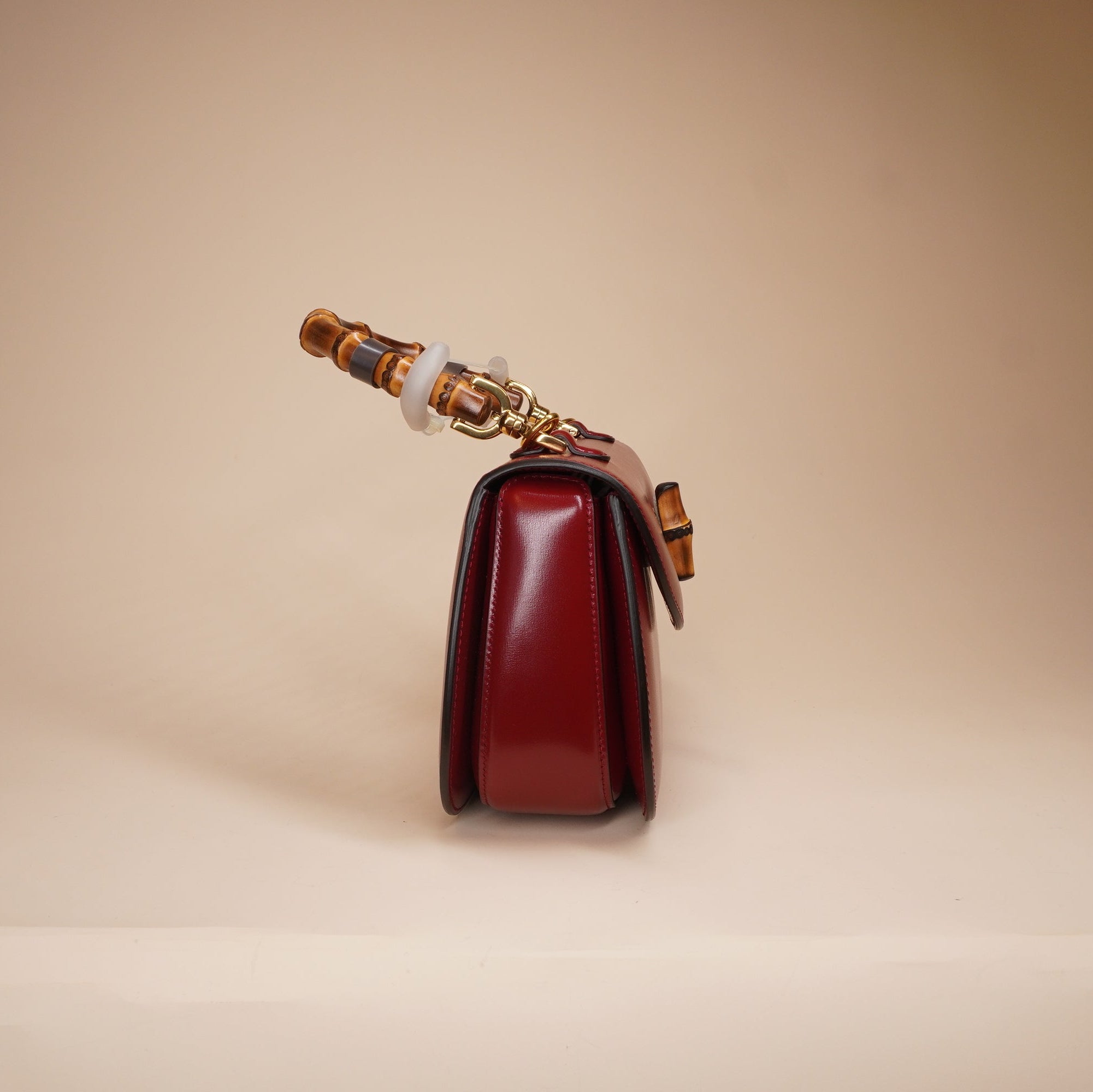 PRE-OWNED GG Red Bamboo 1947 Small Shoulder Bag