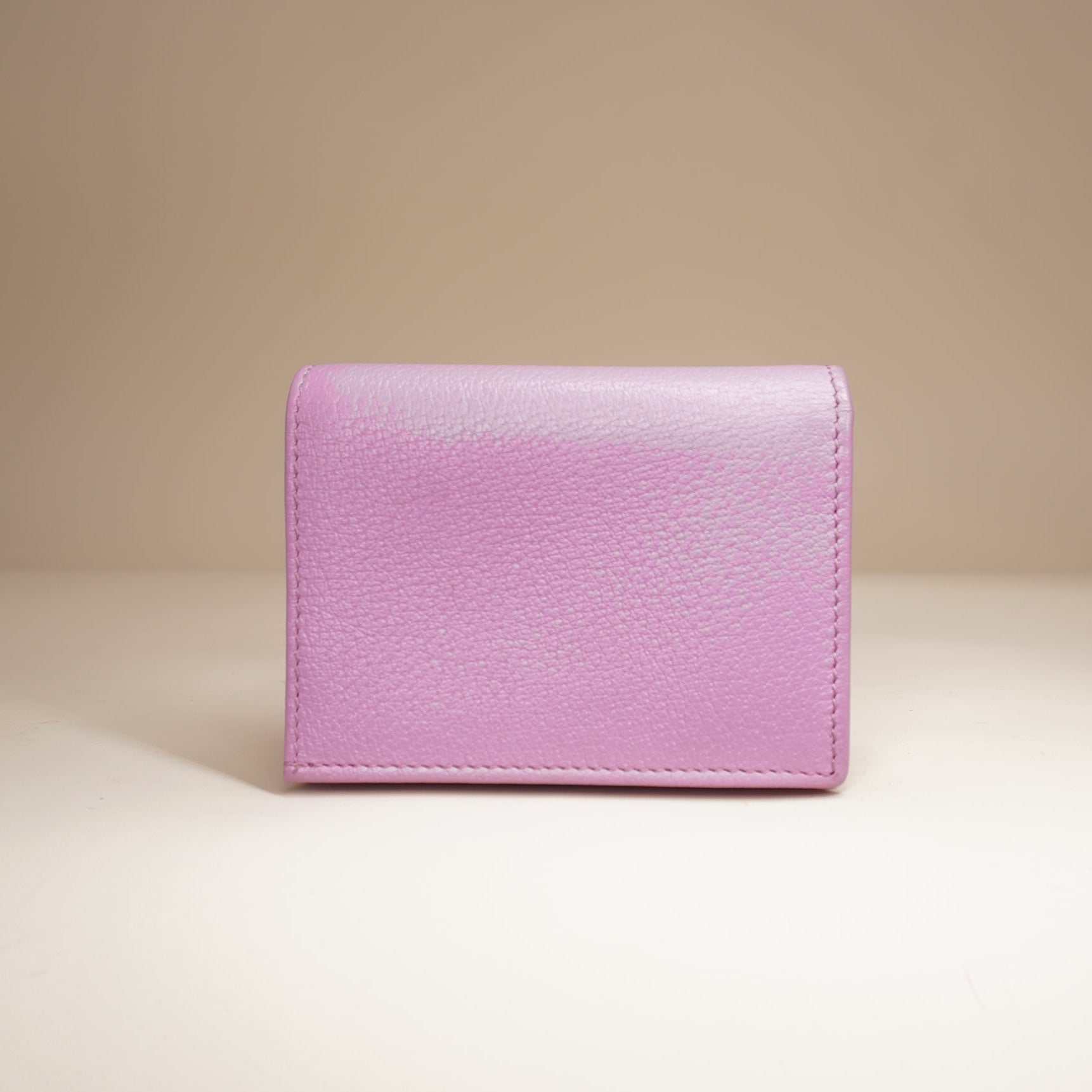 PRE-OWNED GG Marmont bi-fold wallet in pink leather with a crystal-encrusted Double G