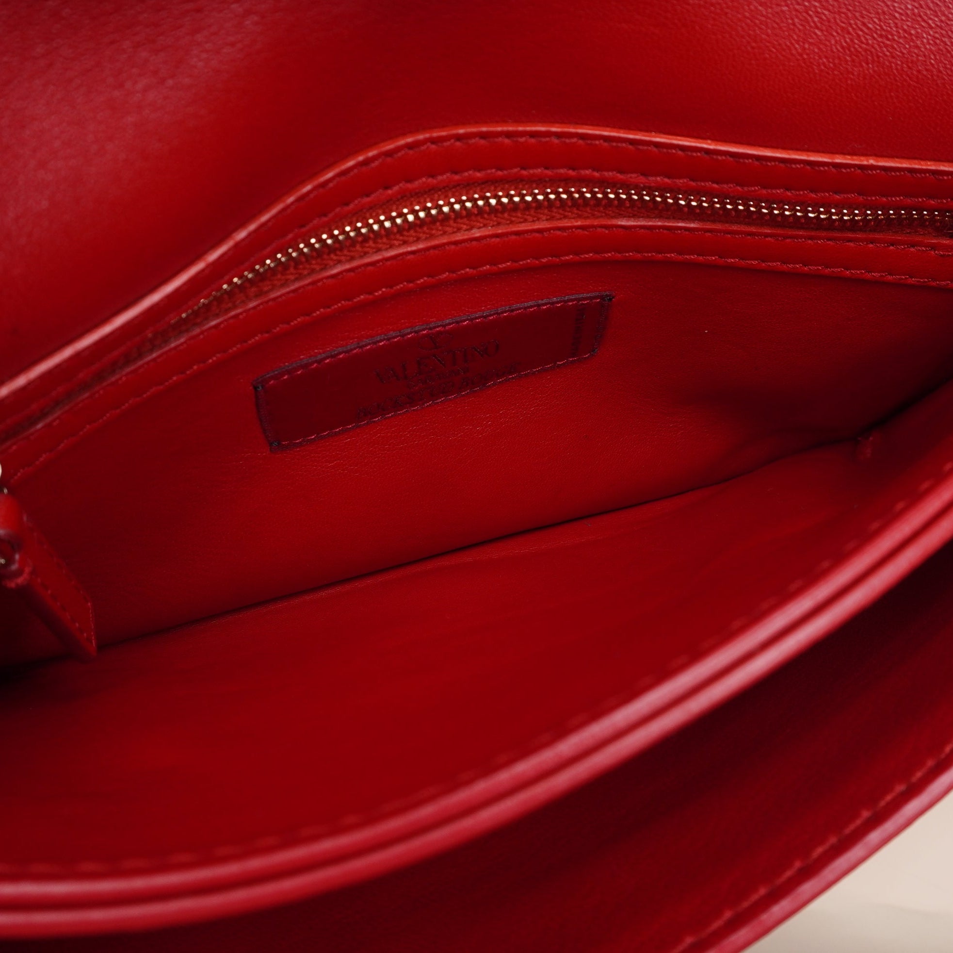 PRE-OWNED Red Nappa Crystal Embellished Clutch