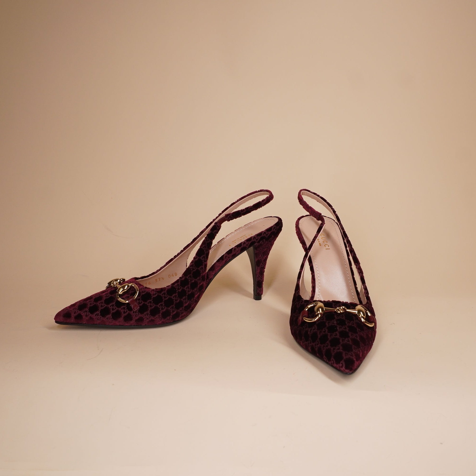 PRE-OWNED  GG Horsebit Velvet Slingback Pump 7.5