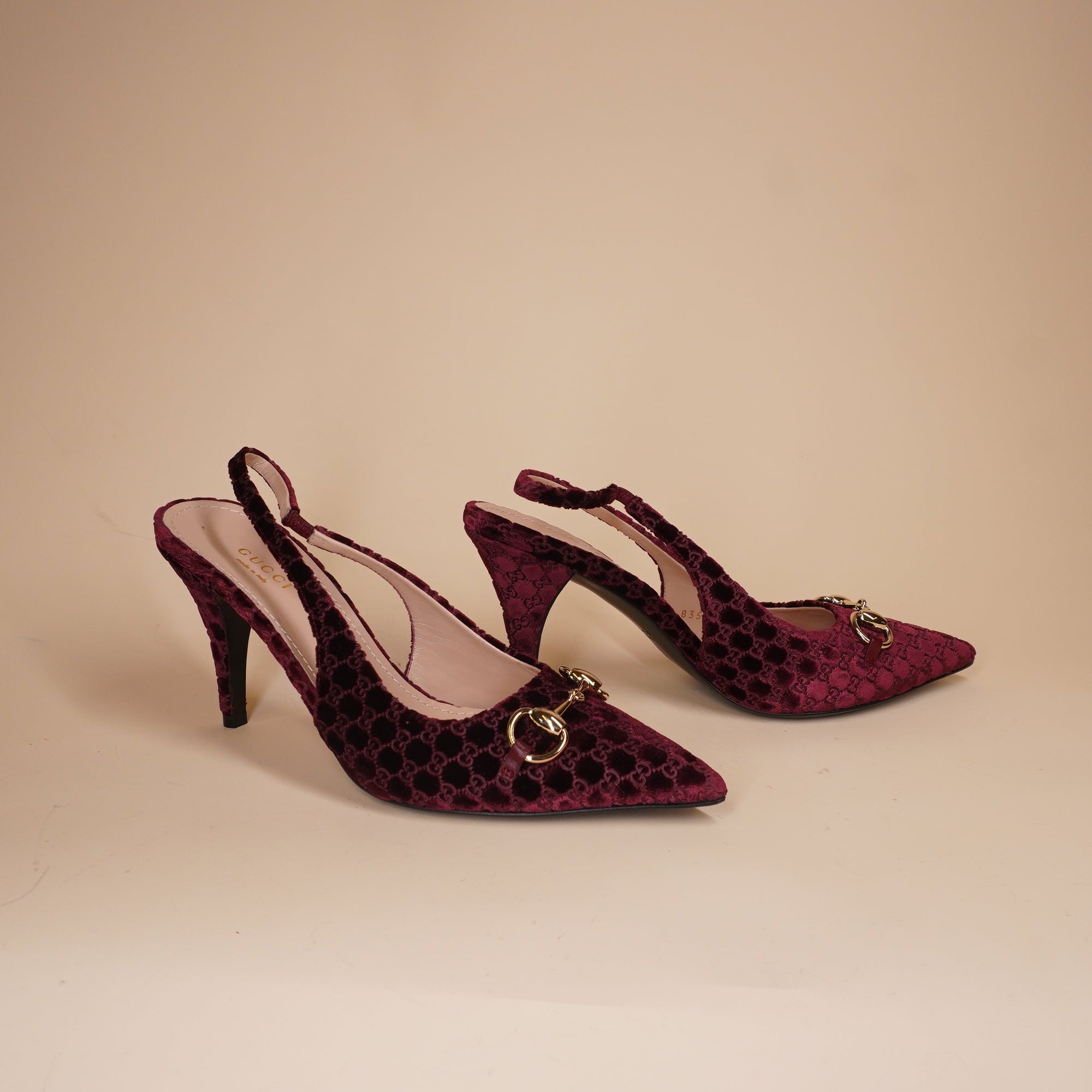 PRE-OWNED  GG Horsebit Velvet Slingback Pump 7.5