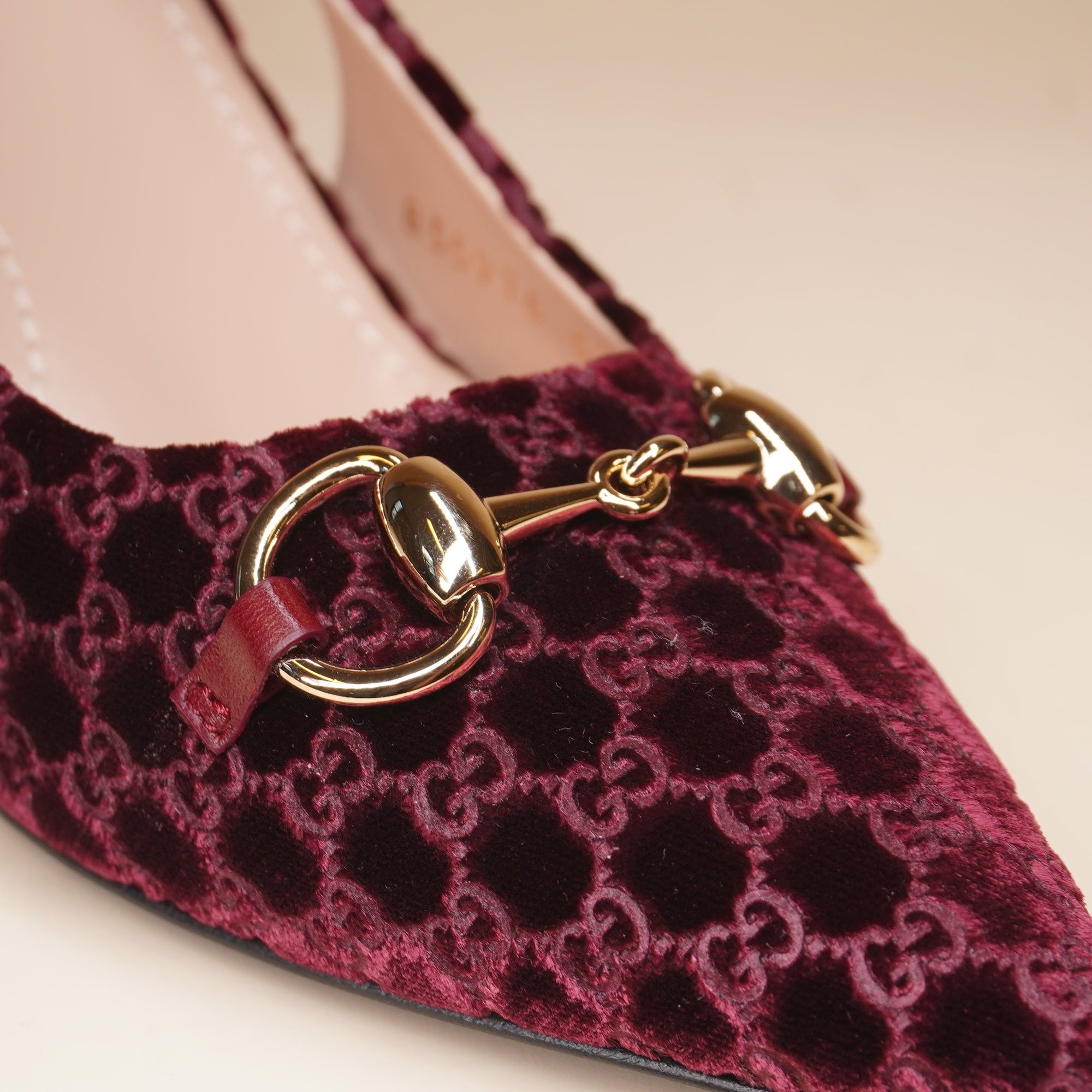 PRE-OWNED  GG Horsebit Velvet Slingback Pump 7.5