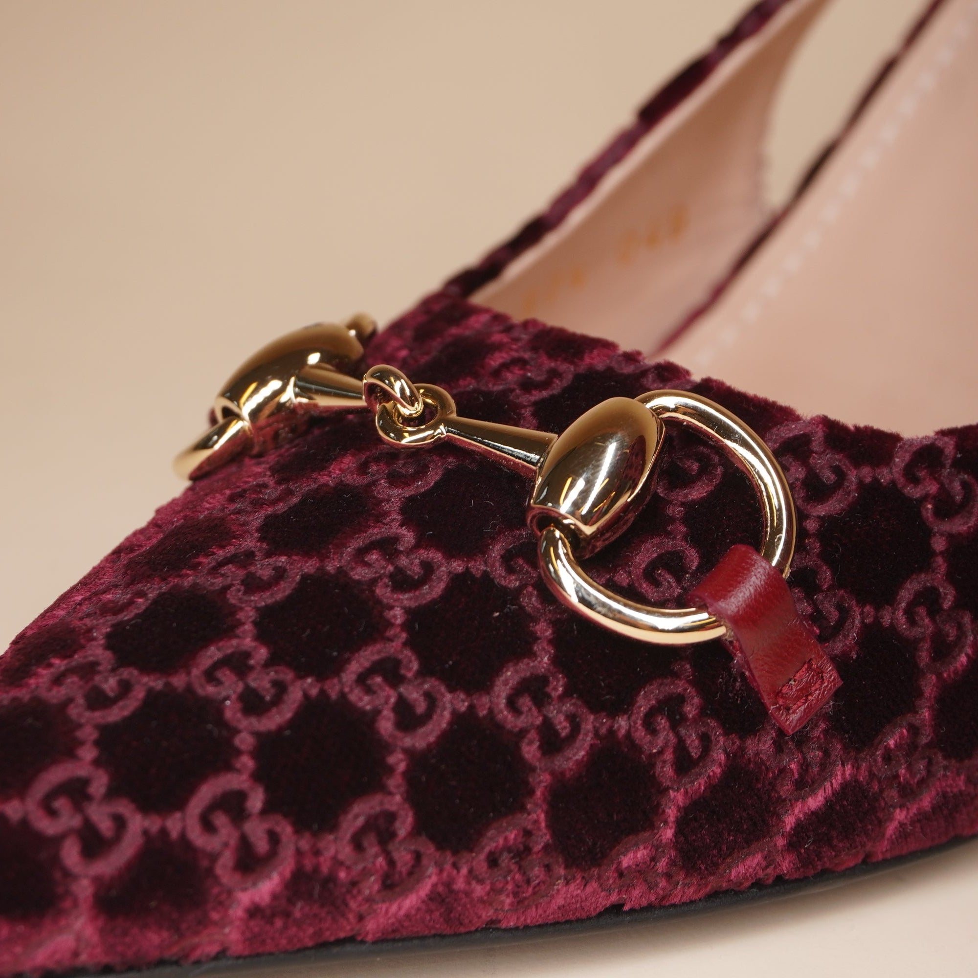 PRE-OWNED  GG Horsebit Velvet Slingback Pump 7.5