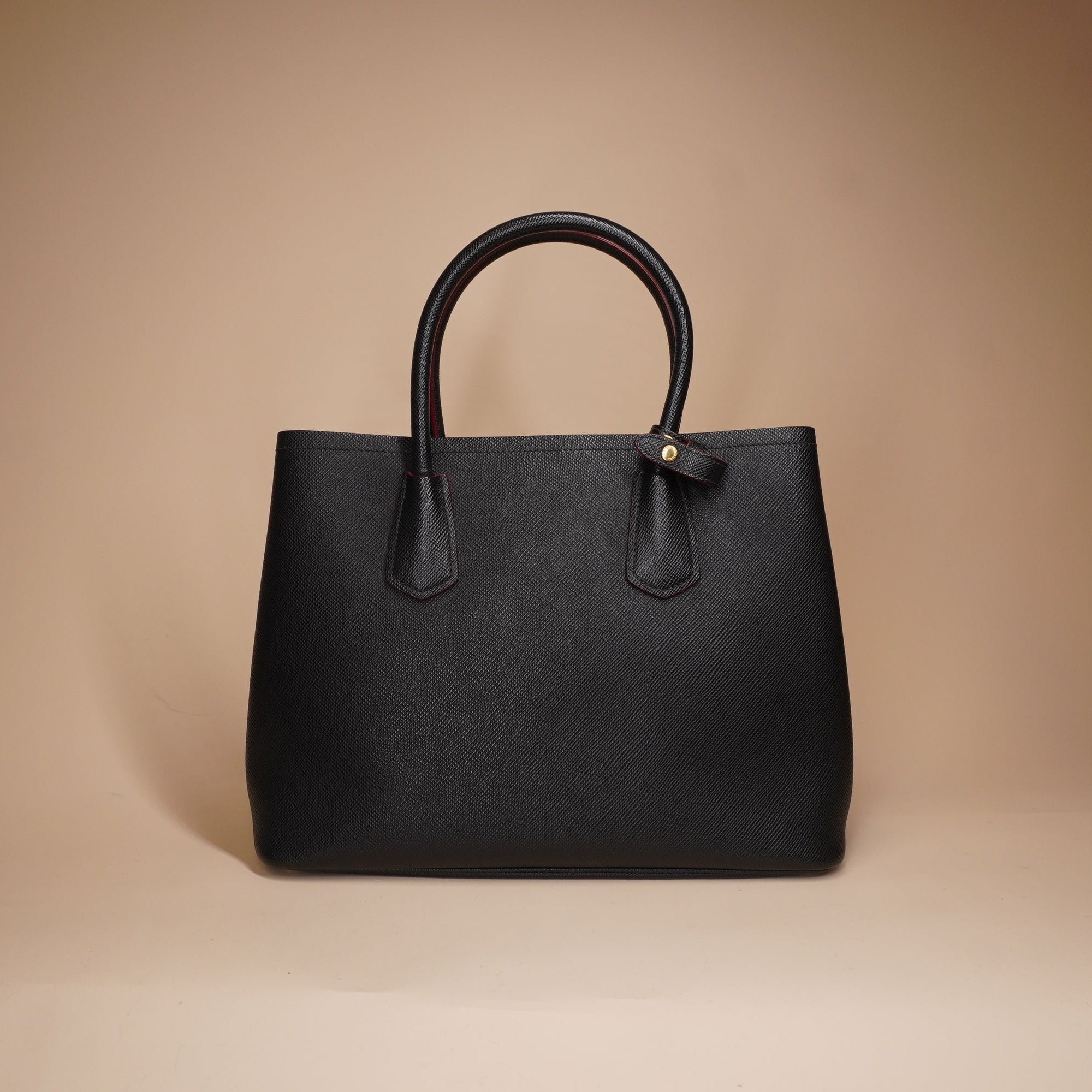 PRE-OWNED  Black Saffiano Cuir Medium Double Shoulder Bag 