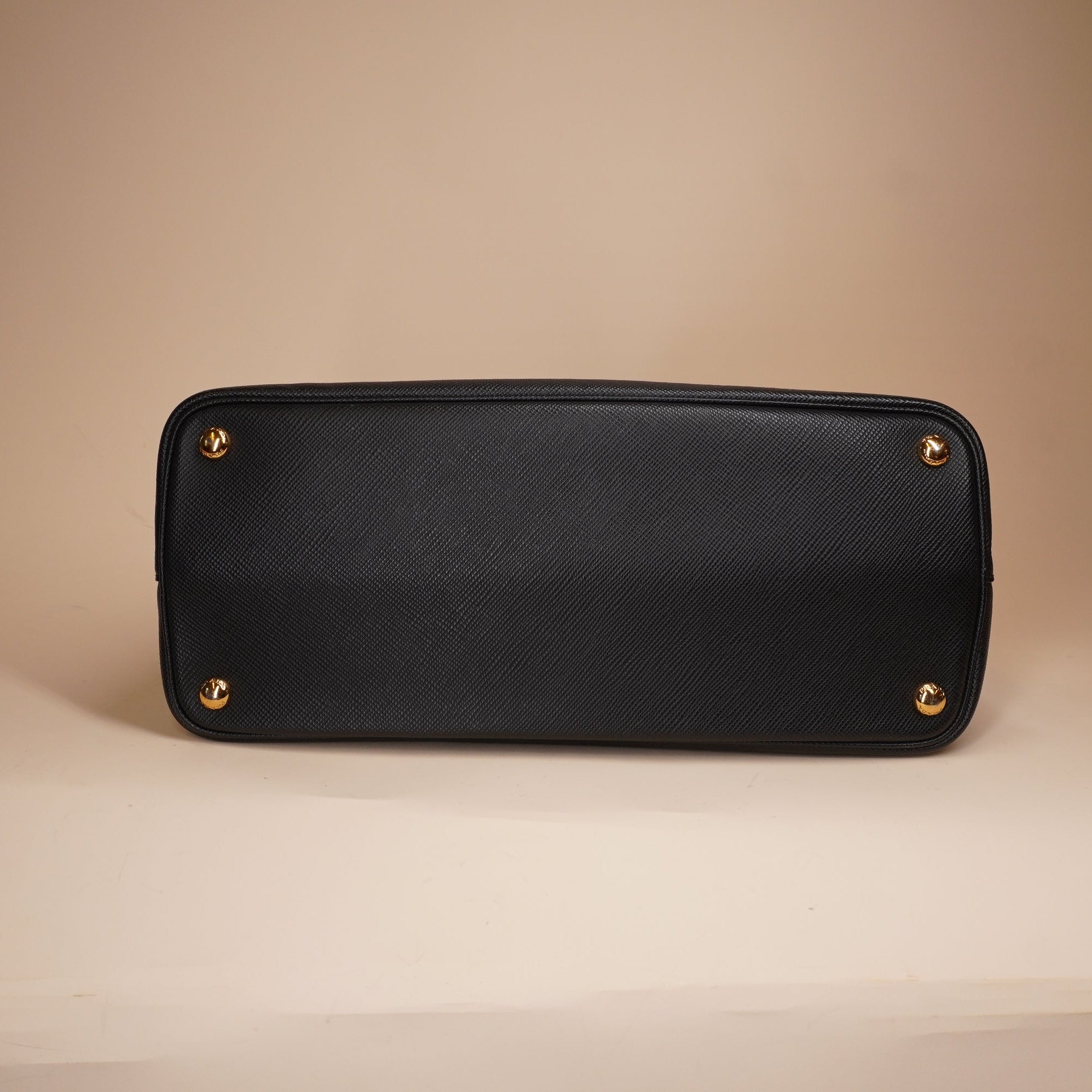 PRE-OWNED  Black Saffiano Cuir Medium Double Shoulder Bag 