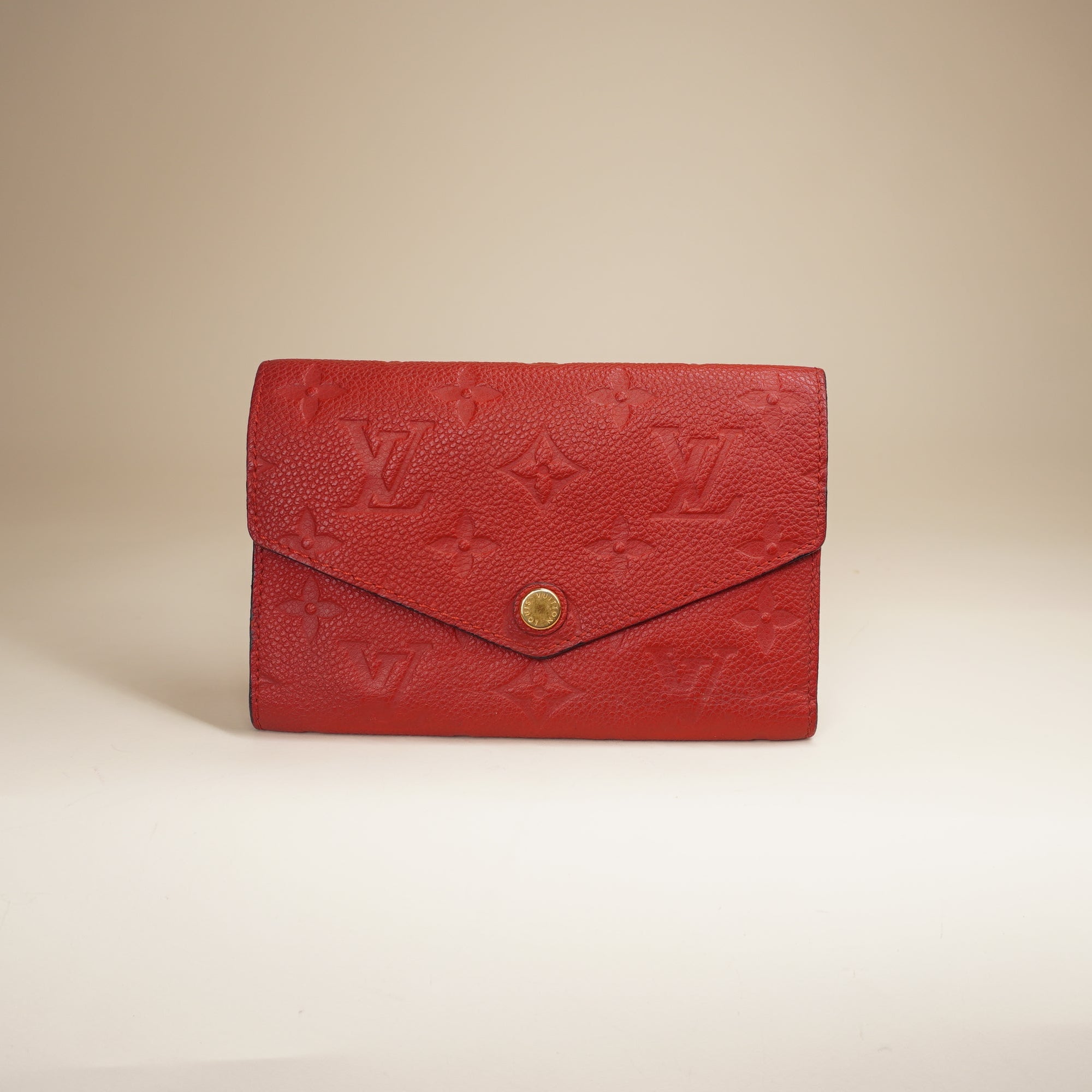 PRE-OWNED LV Red Monogram Empreinte Compact Curieuse Wallet