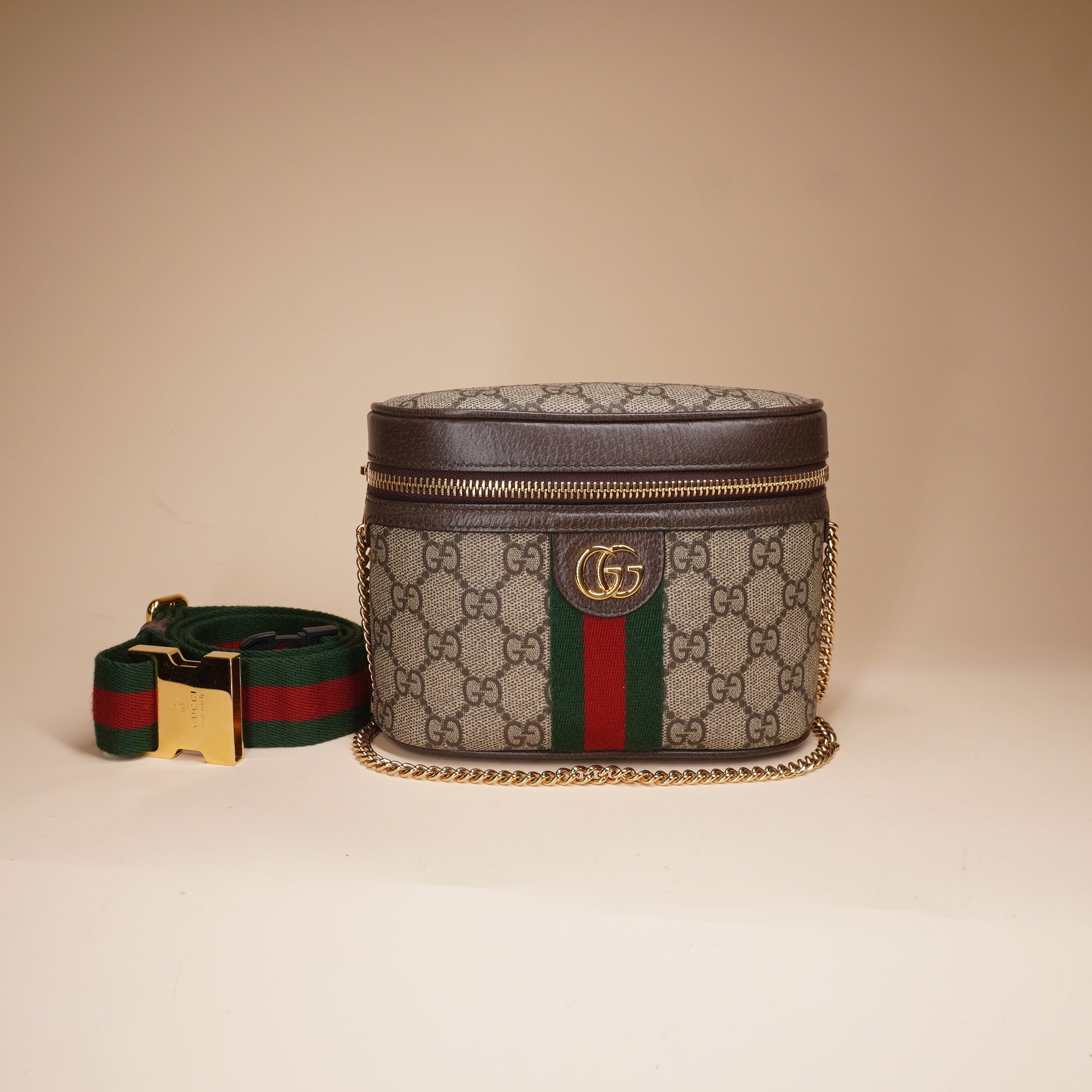 PRE-OWNED GG Coated Canvas Ophidia Small Chain Belt Bag