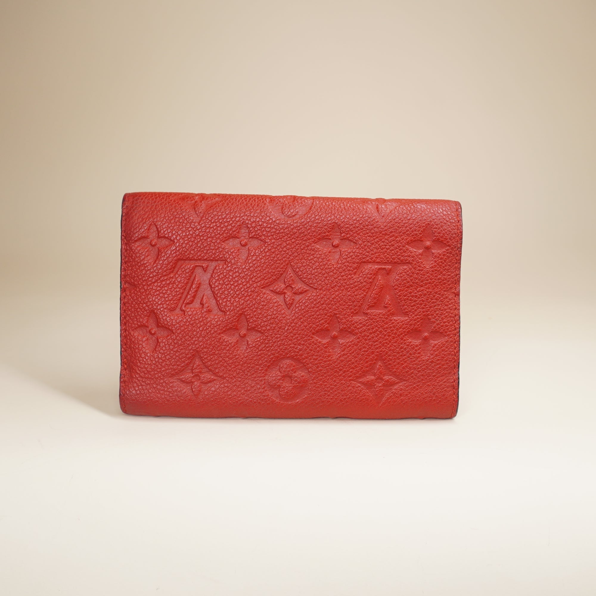 PRE-OWNED LV Red Monogram Empreinte Compact Curieuse Wallet