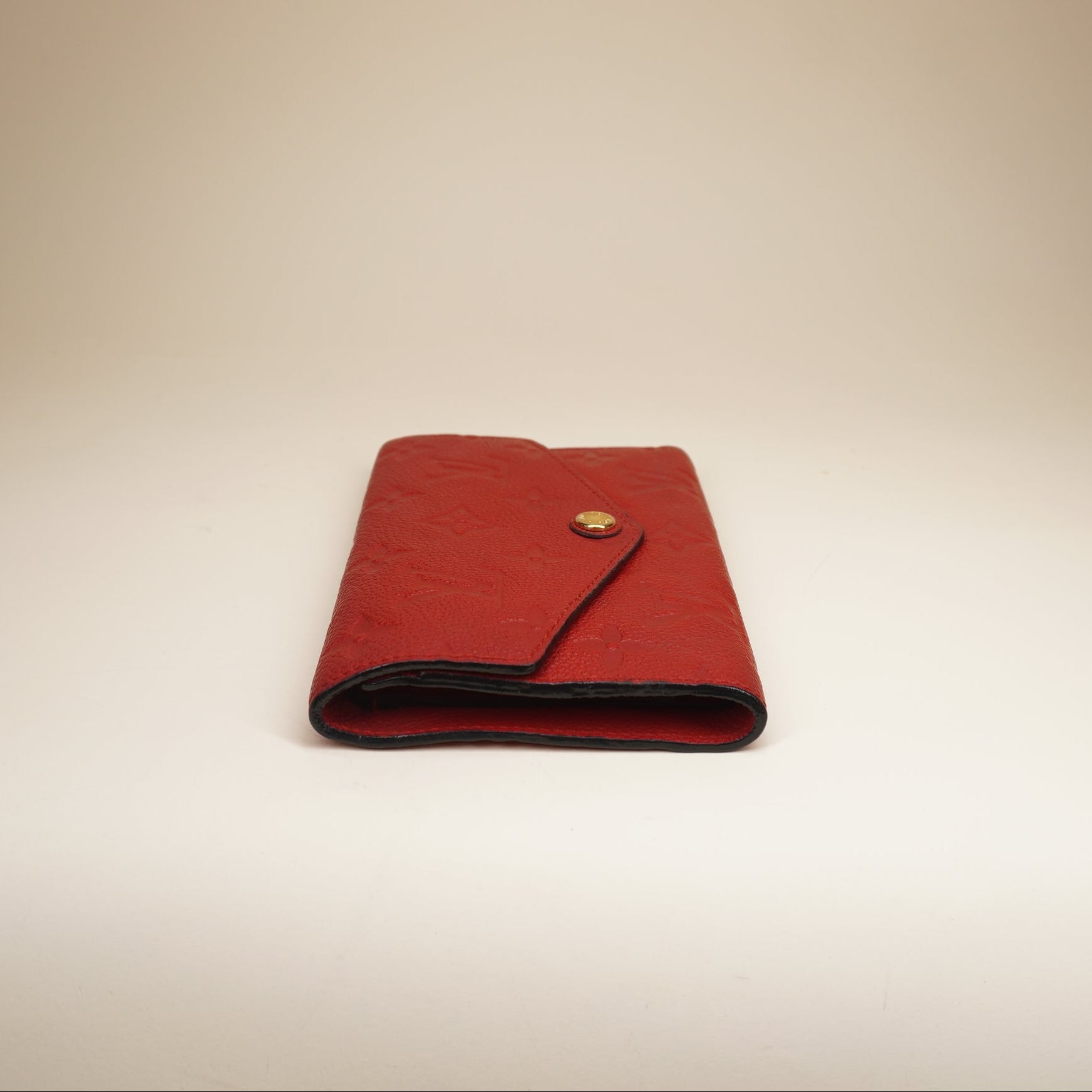 PRE-OWNED LV Red Monogram Empreinte Compact Curieuse Wallet