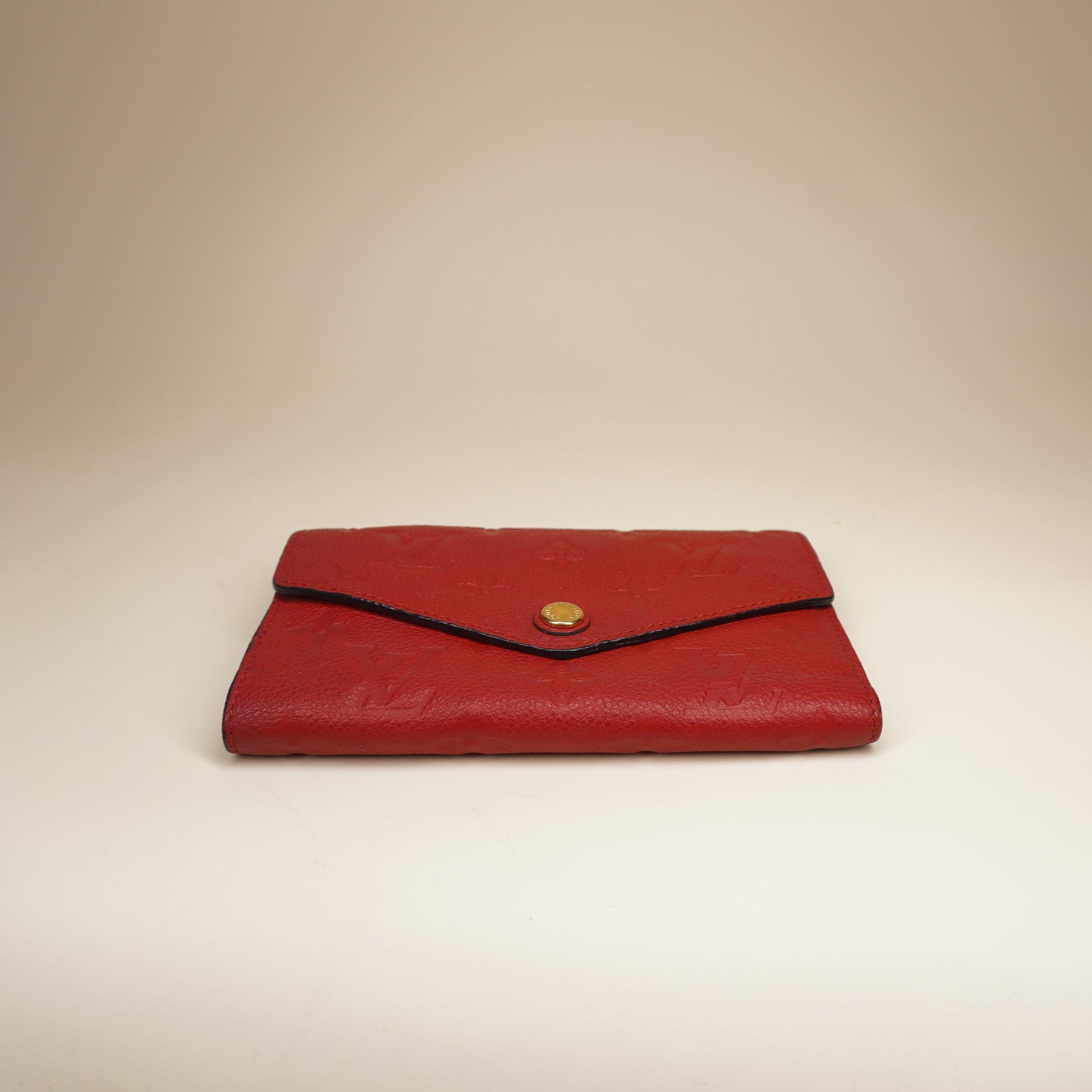 PRE-OWNED LV Red Monogram Empreinte Compact Curieuse Wallet