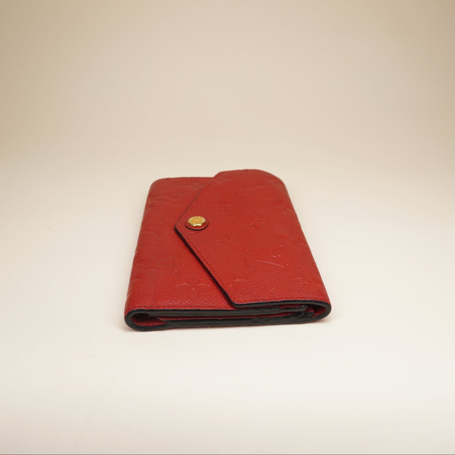 PRE-OWNED LV Red Monogram Empreinte Compact Curieuse Wallet