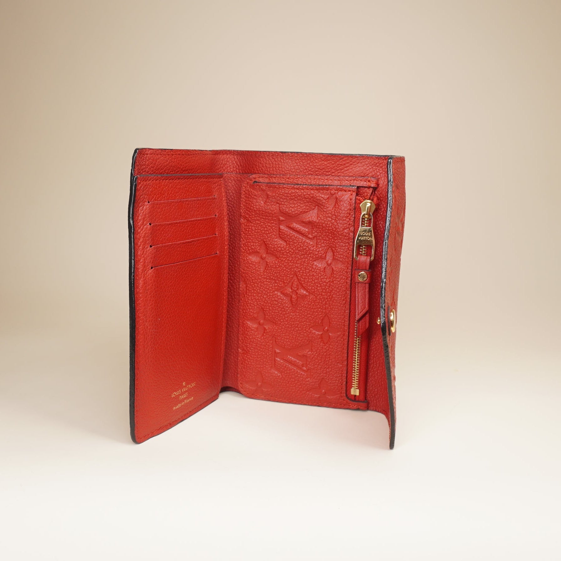 PRE-OWNED LV Red Monogram Empreinte Compact Curieuse Wallet