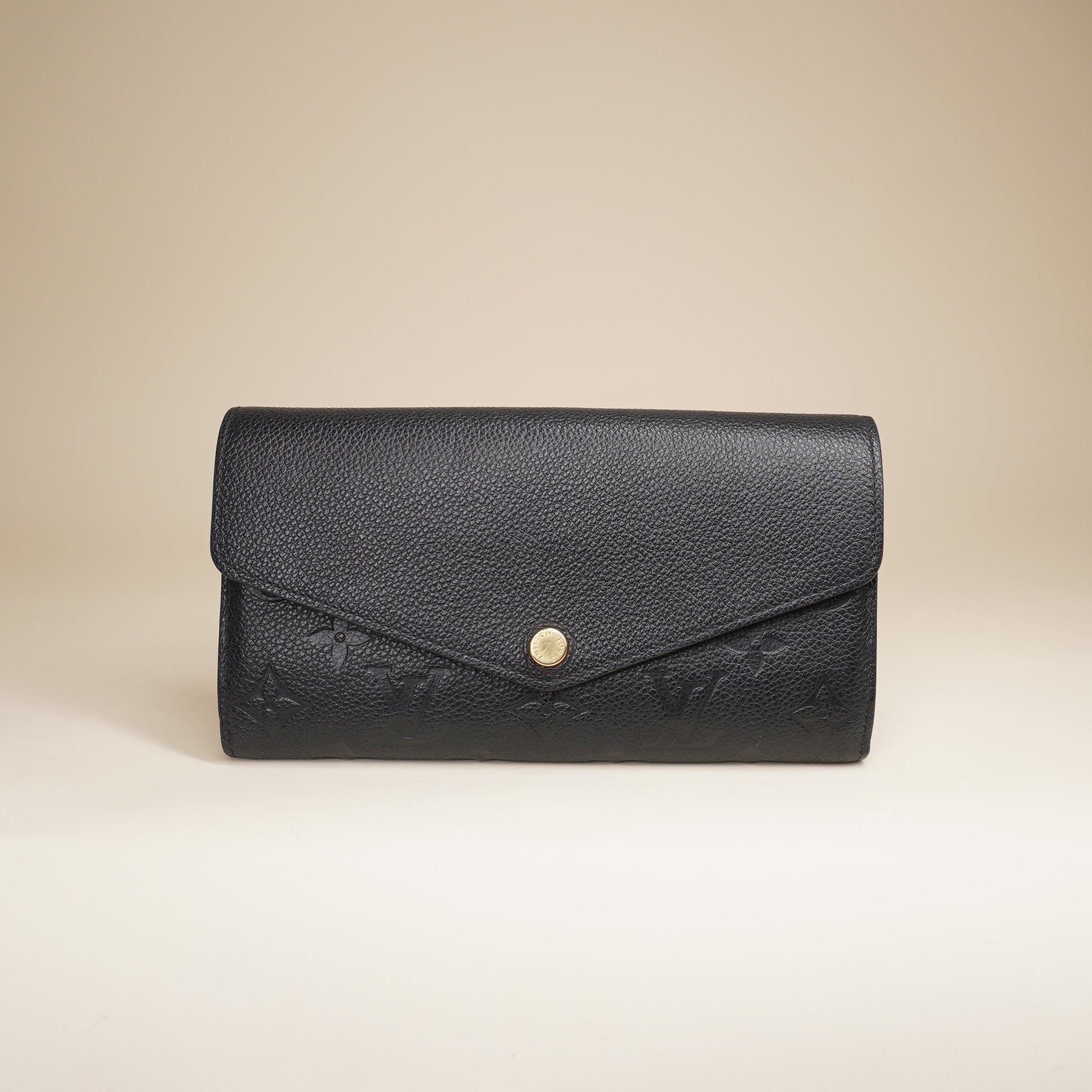 PRE-OWNED LV Black Monogram Empreinte Sarah Wallet