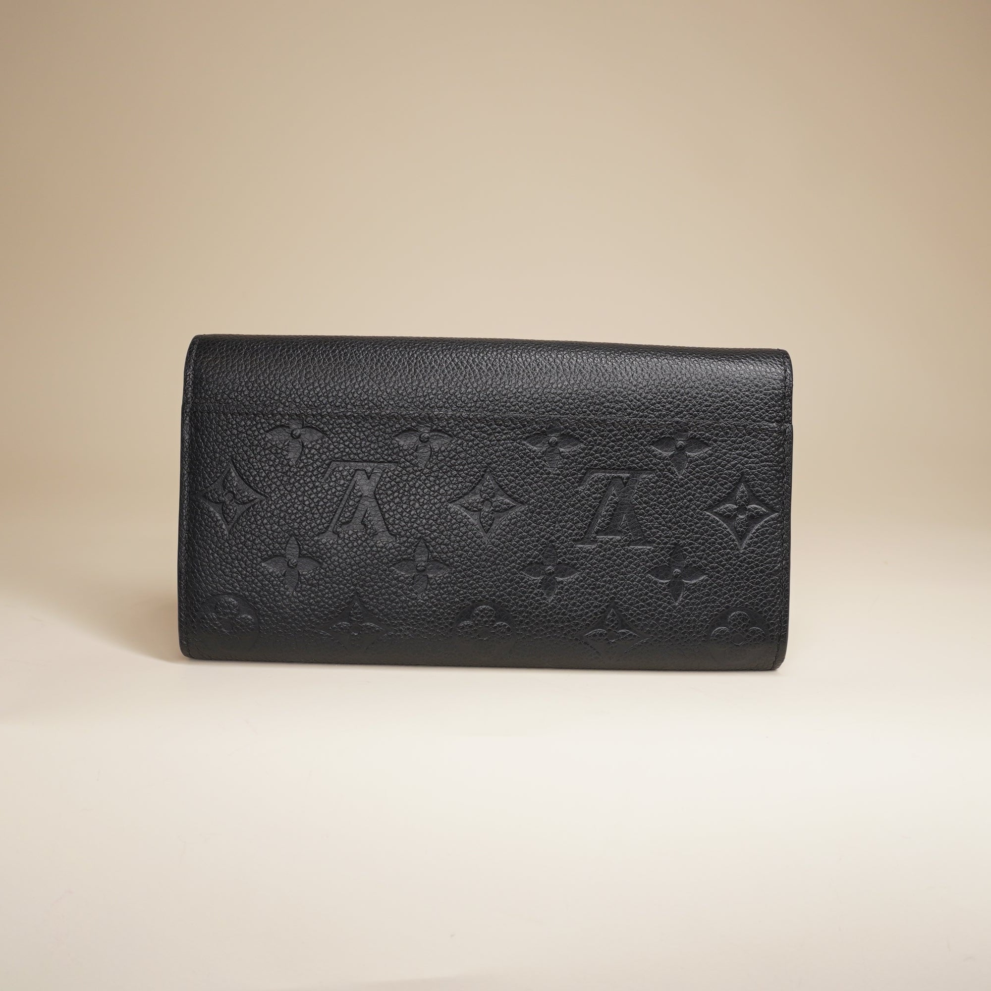 PRE-OWNED LV Black Monogram Empreinte Sarah Wallet