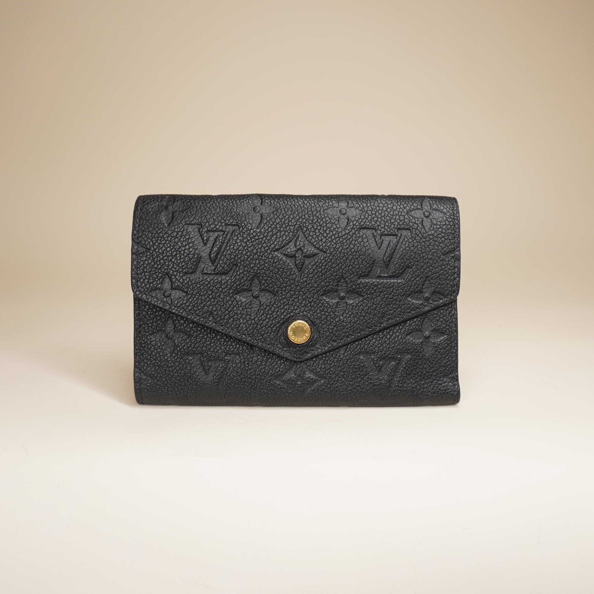PRE-OWNED LV Black Monogram Empreinte Compact Curieuse Wallet