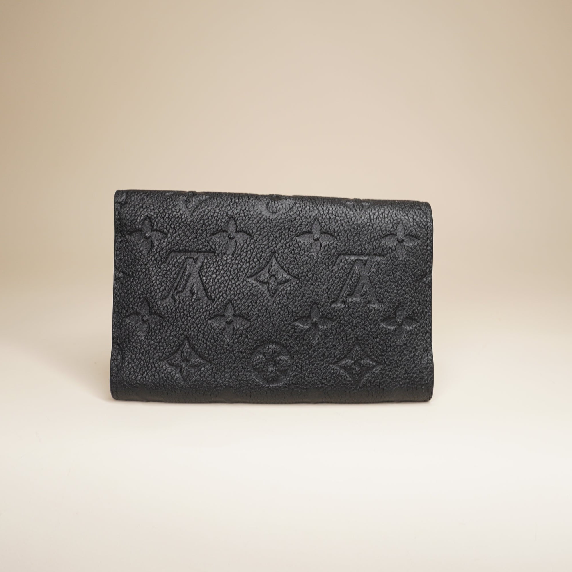 PRE-OWNED LV Black Monogram Empreinte Compact Curieuse Wallet