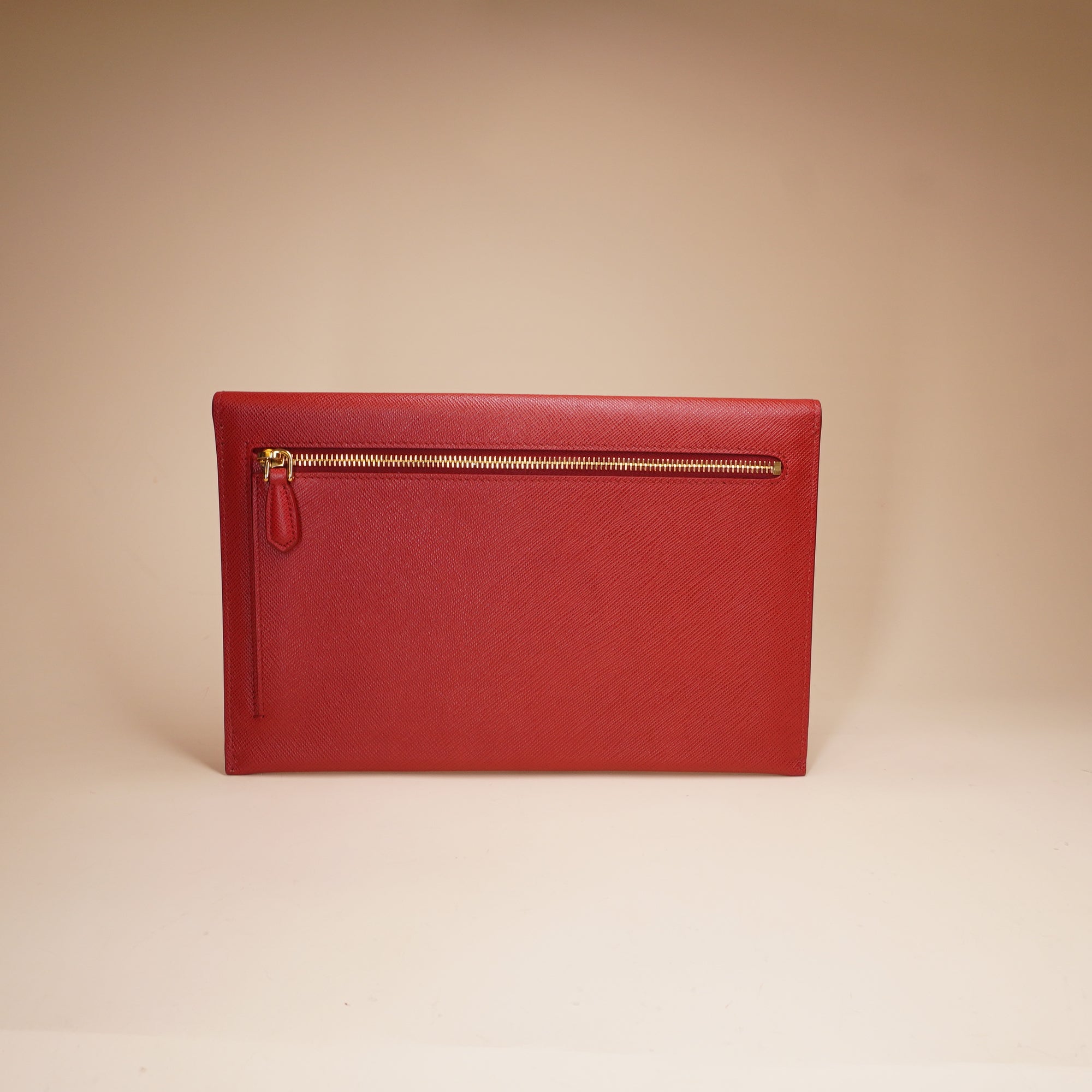 PRE-OWNED Red Saffiano Envelope Clutch