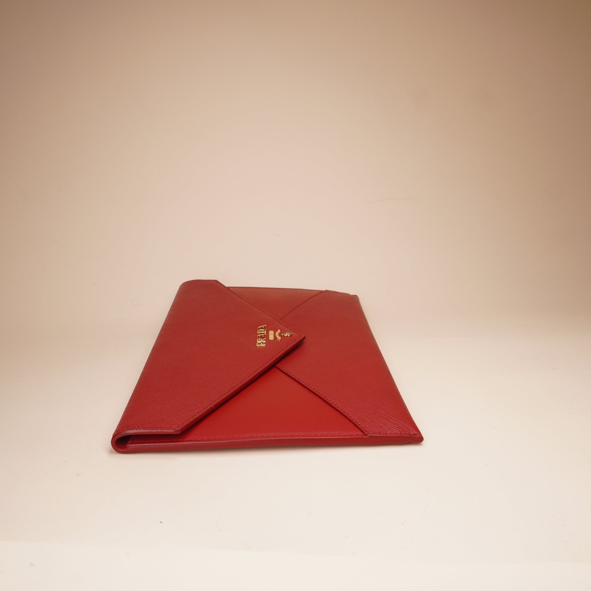 PRE-OWNED Red Saffiano Envelope Clutch