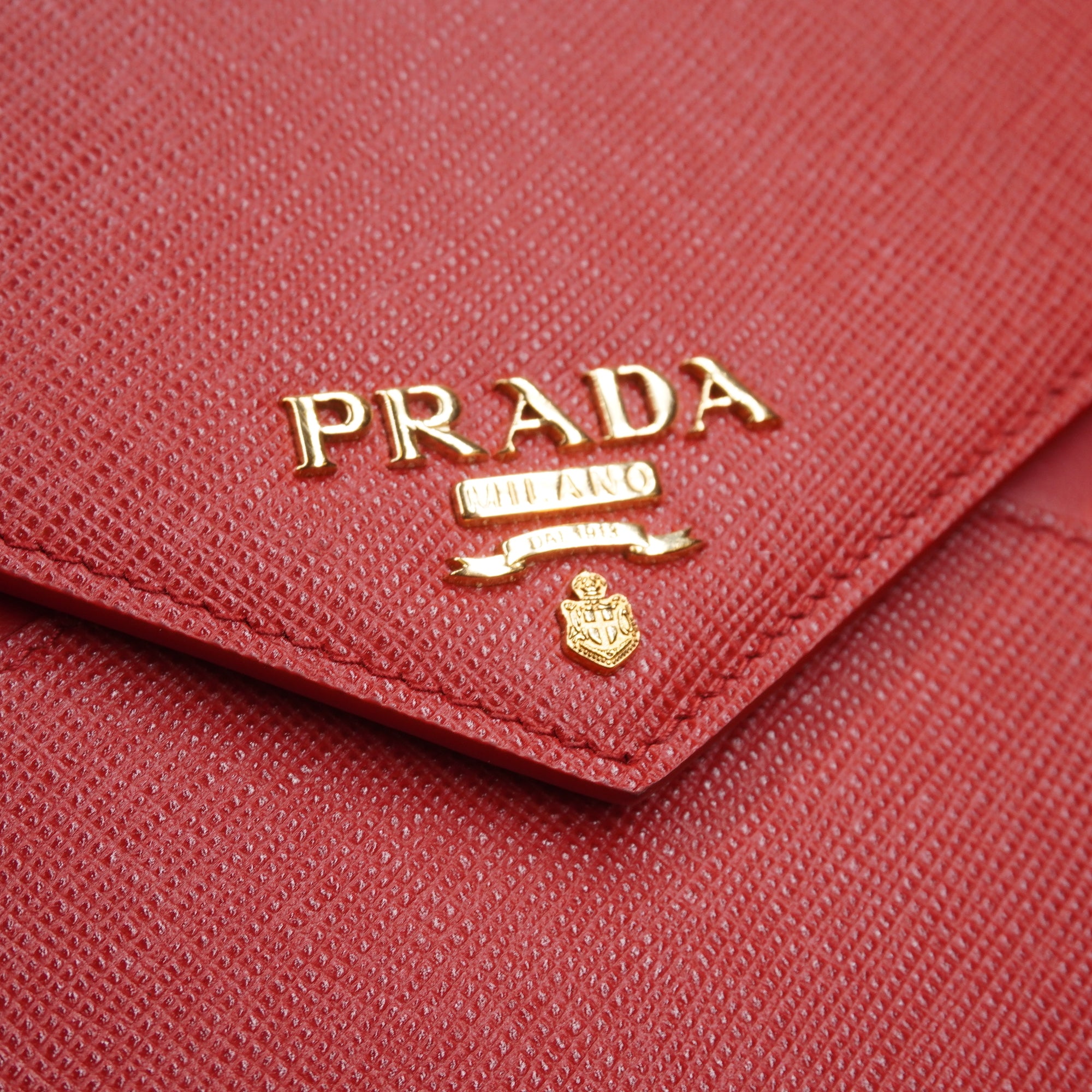 PRE-OWNED Red Saffiano Envelope Clutch