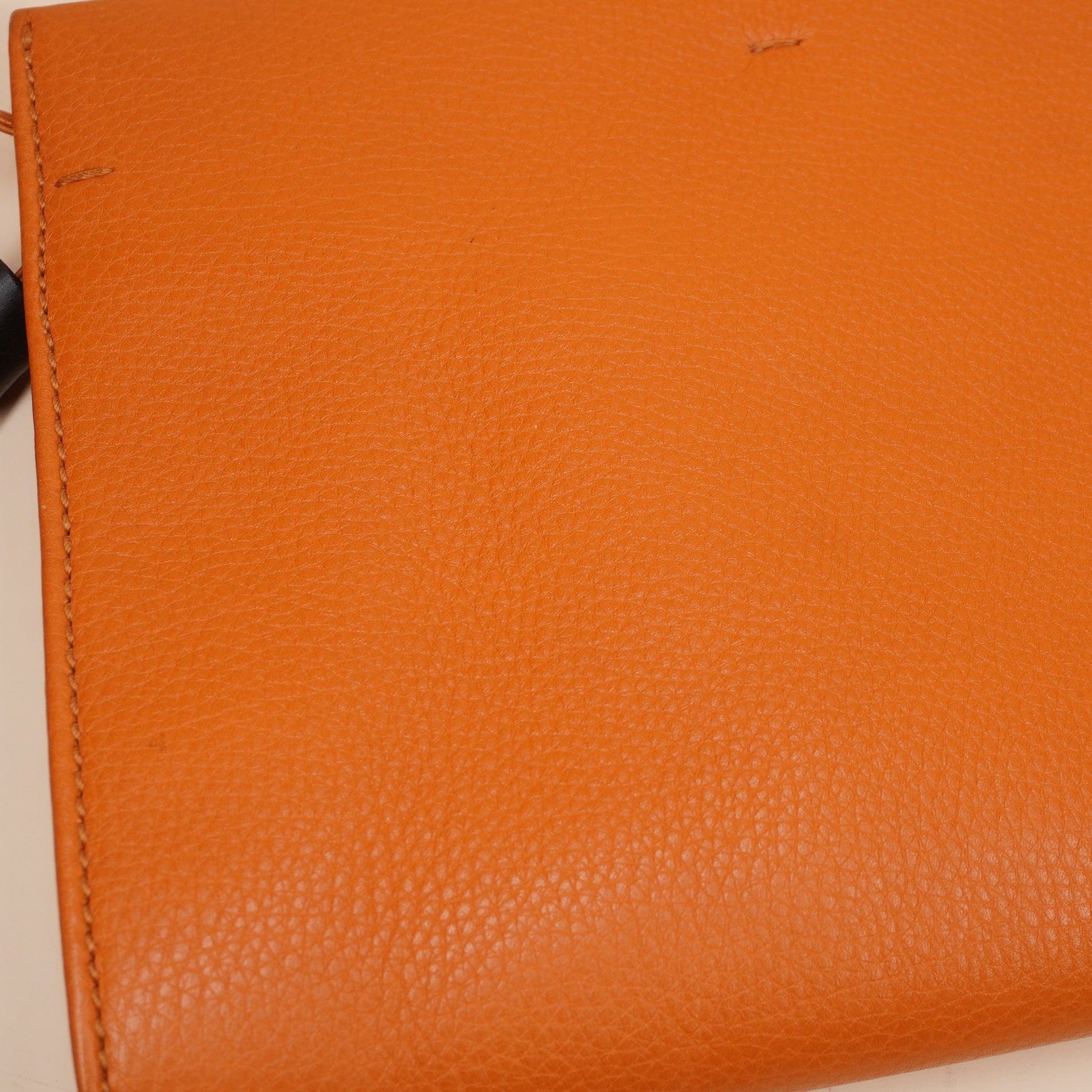 PRE-OWNED GG Orange Leather Bamboo Tassel Clutch
