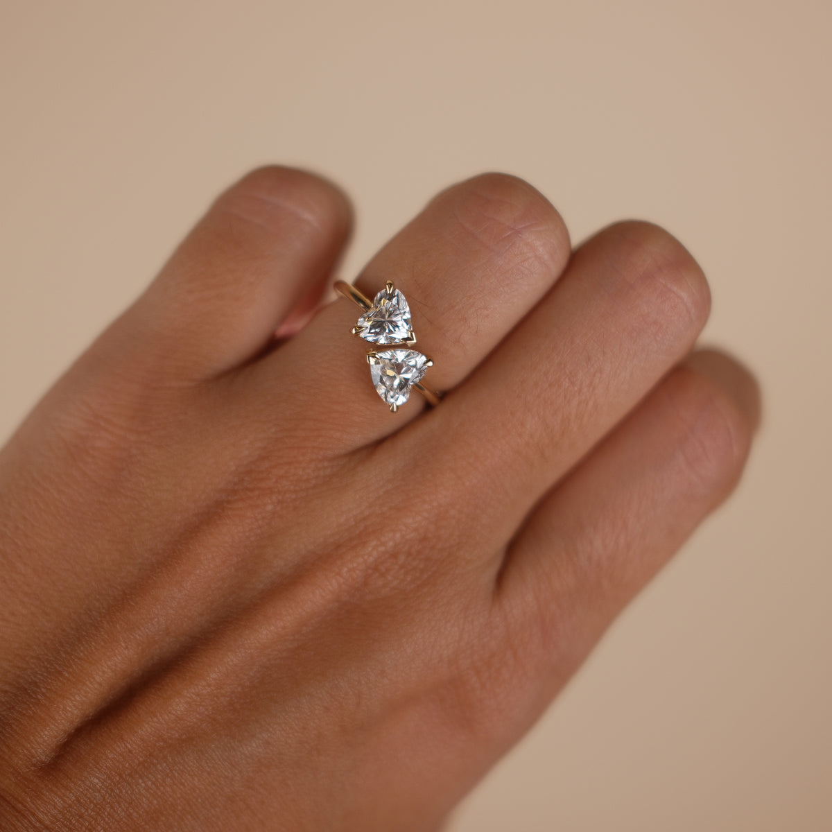 TDC - 2.10 CTW Double Heart Toi et Moi Lab Diamond Ring – 14K Gold Size 6.5