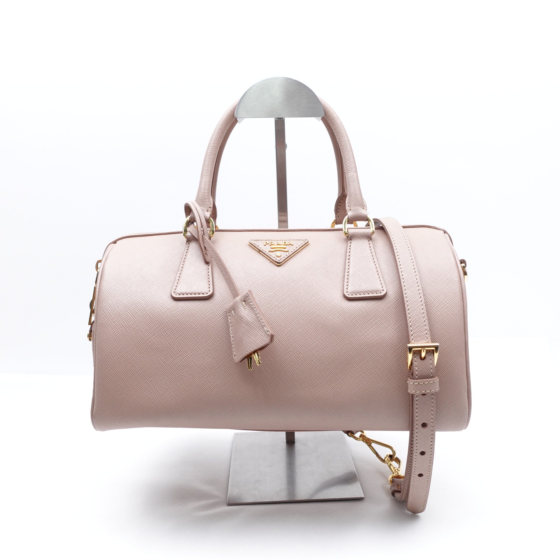 PRE-OWNED Baby Pink Cuir Bowling Shoulder Bag