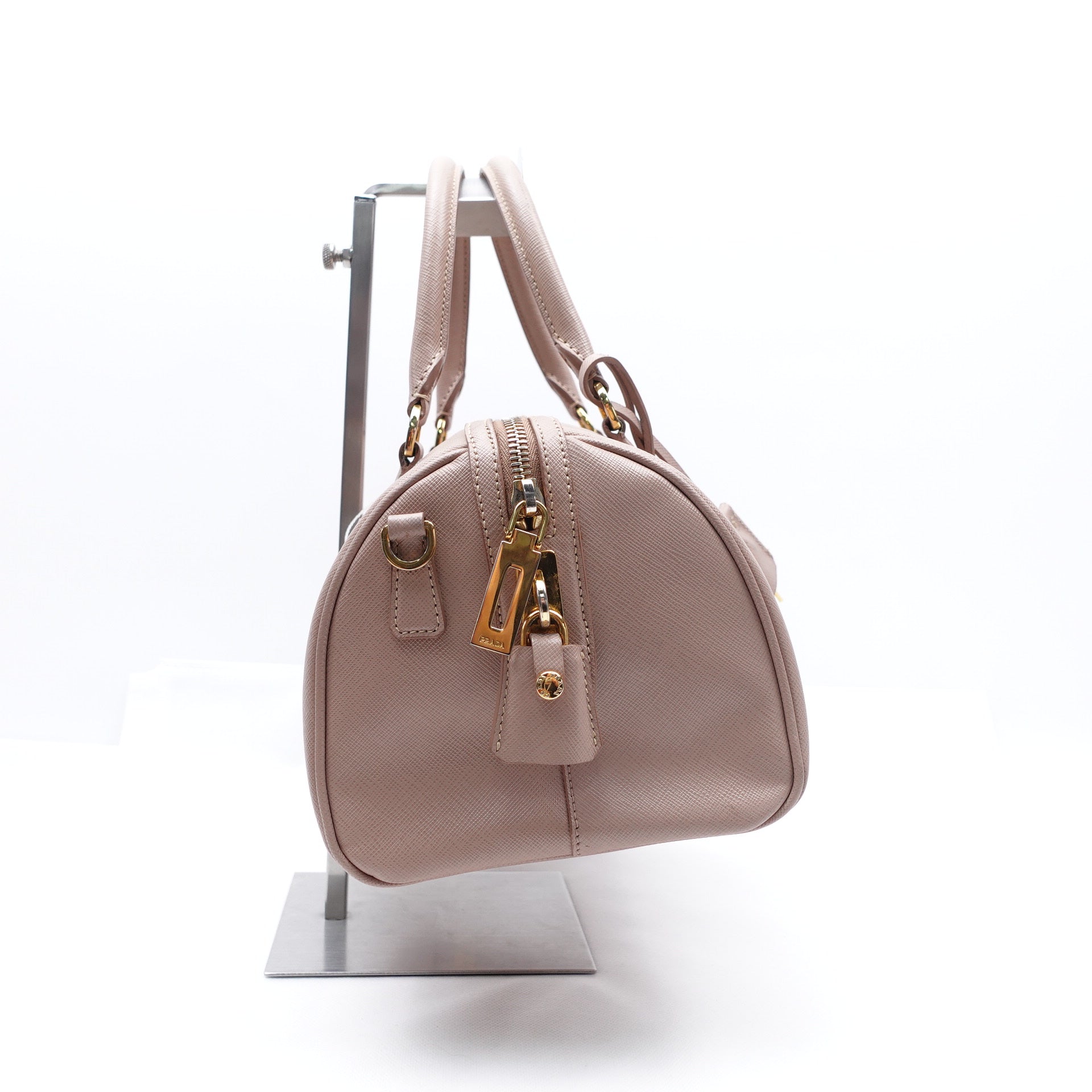 PRE-OWNED Baby Pink Cuir Bowling Shoulder Bag