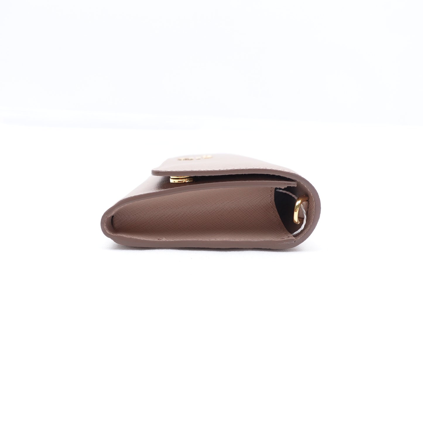 PRE-OWNED Beige Saffiano Leather Wallet on Chain