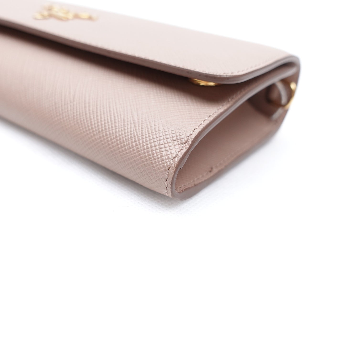 PRE-OWNED Beige Saffiano Leather Wallet on Chain