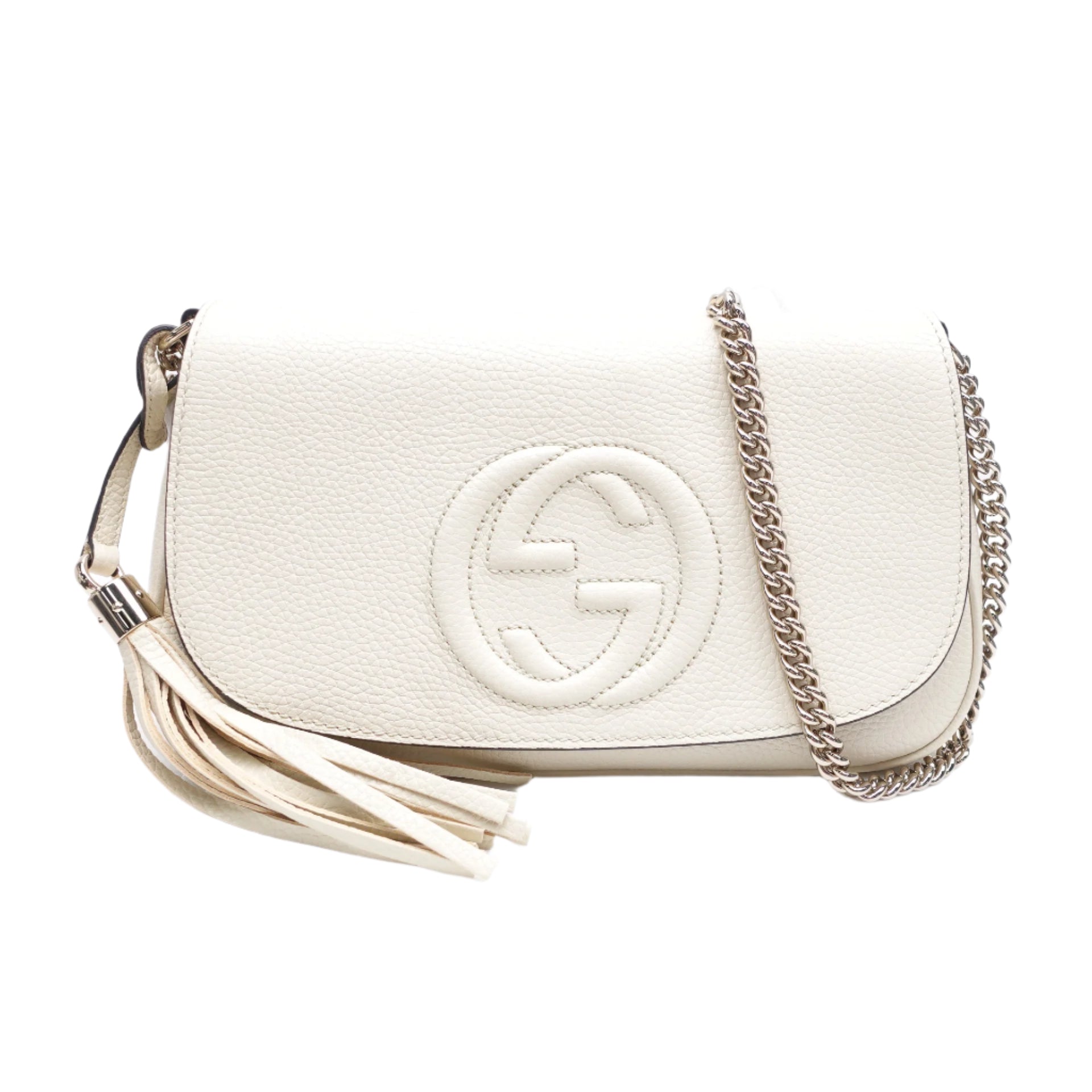 Bolso de hombro con solapa y cadena GG Cream Soho de segunda mano