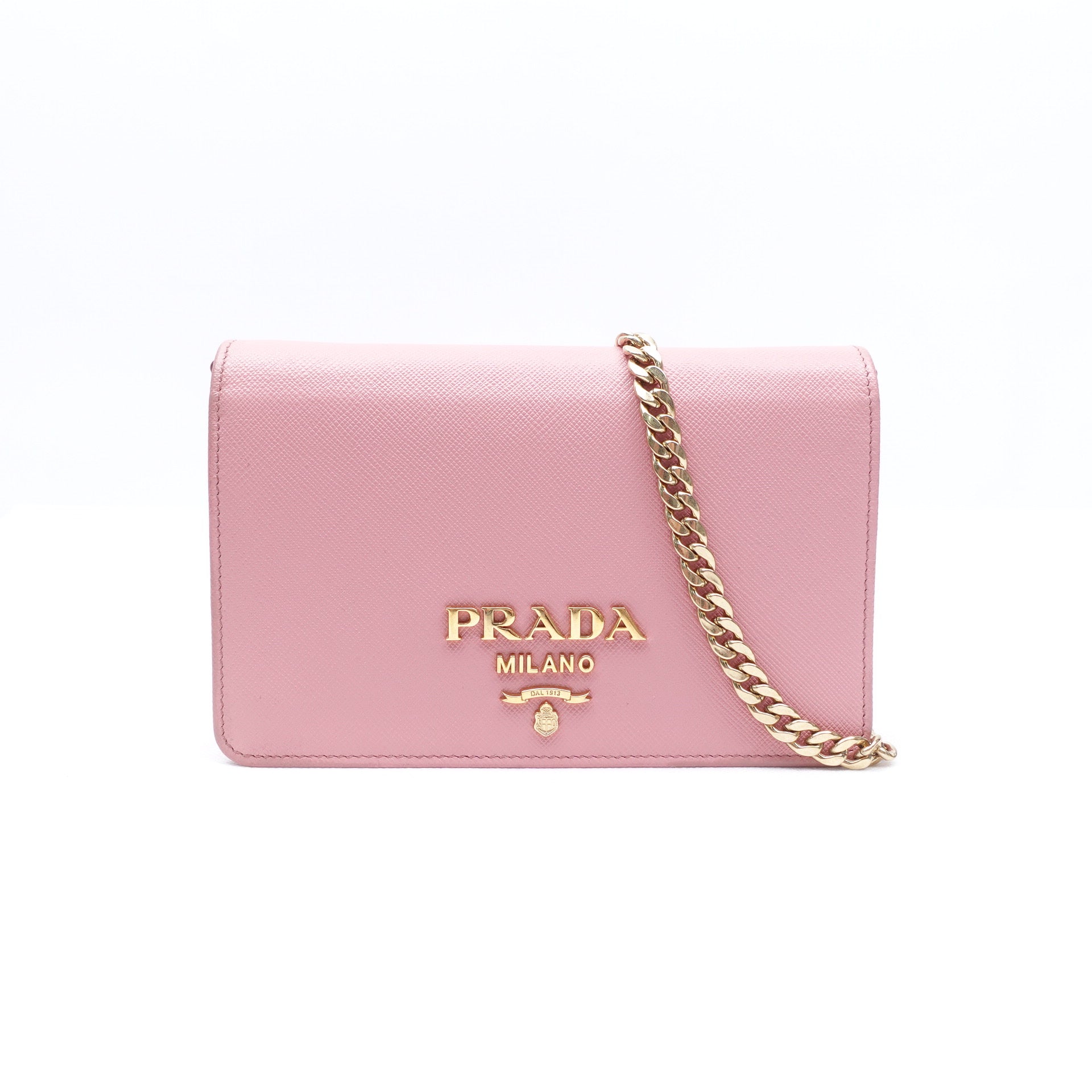 PRE-OWNED Pink Saffiano Leather Mini Crossbody Bag