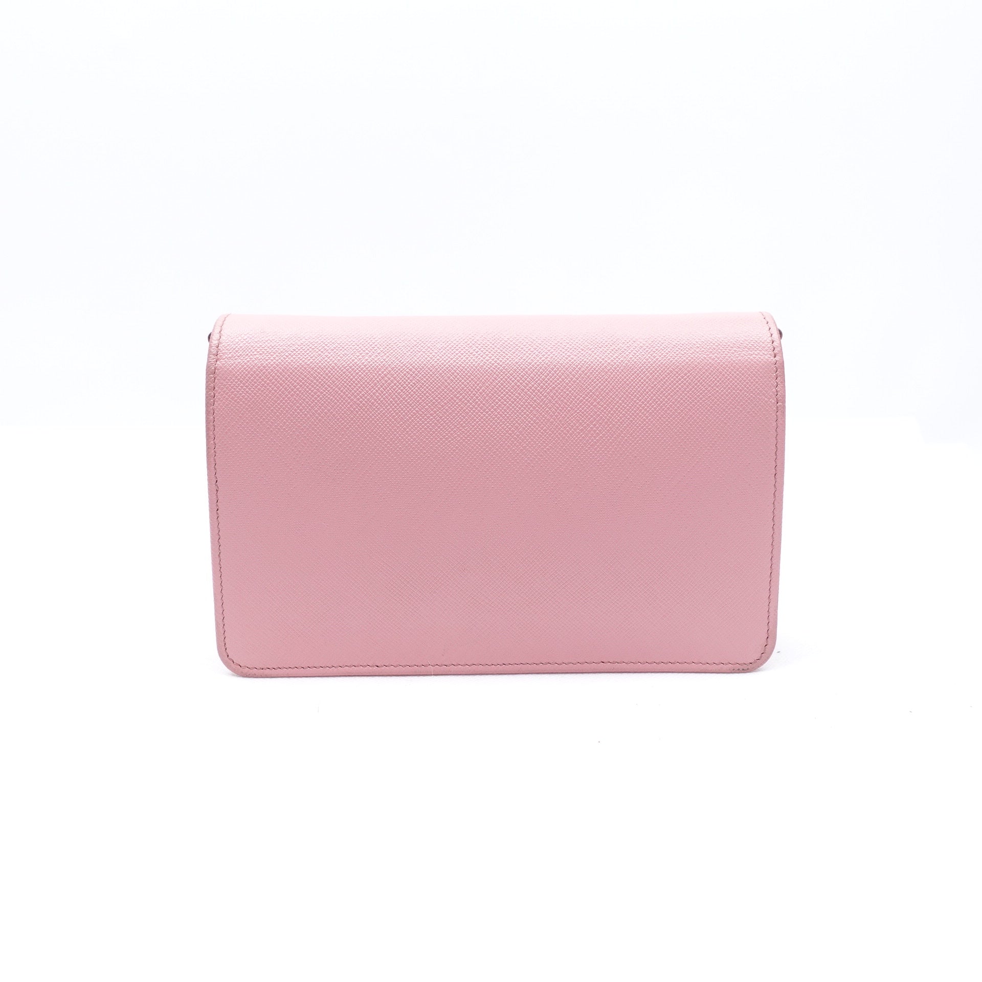 PRE-OWNED Pink Saffiano Leather Mini Crossbody Bag