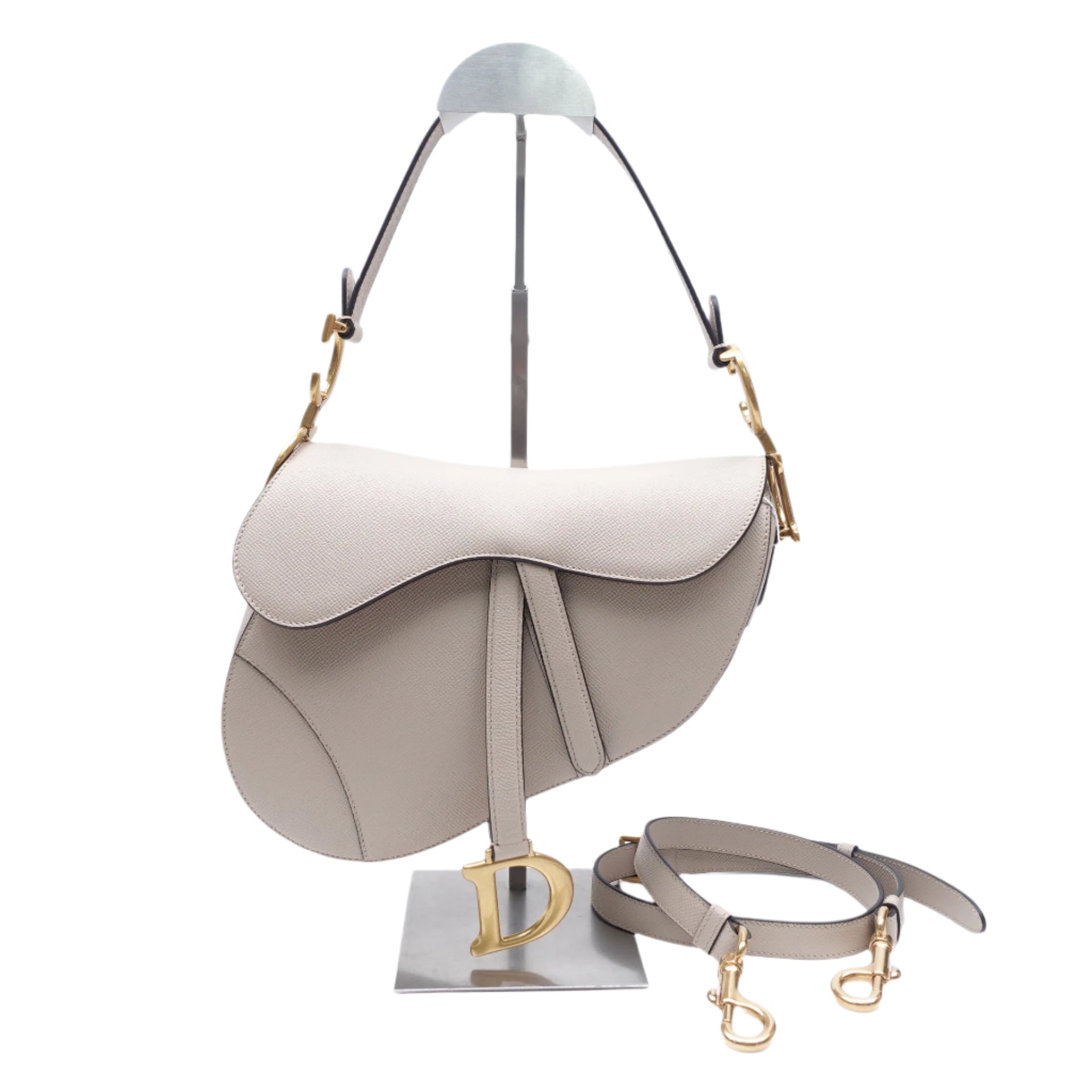 Bolso de hombro Saddle mediano de piel de becerro gris de segunda mano