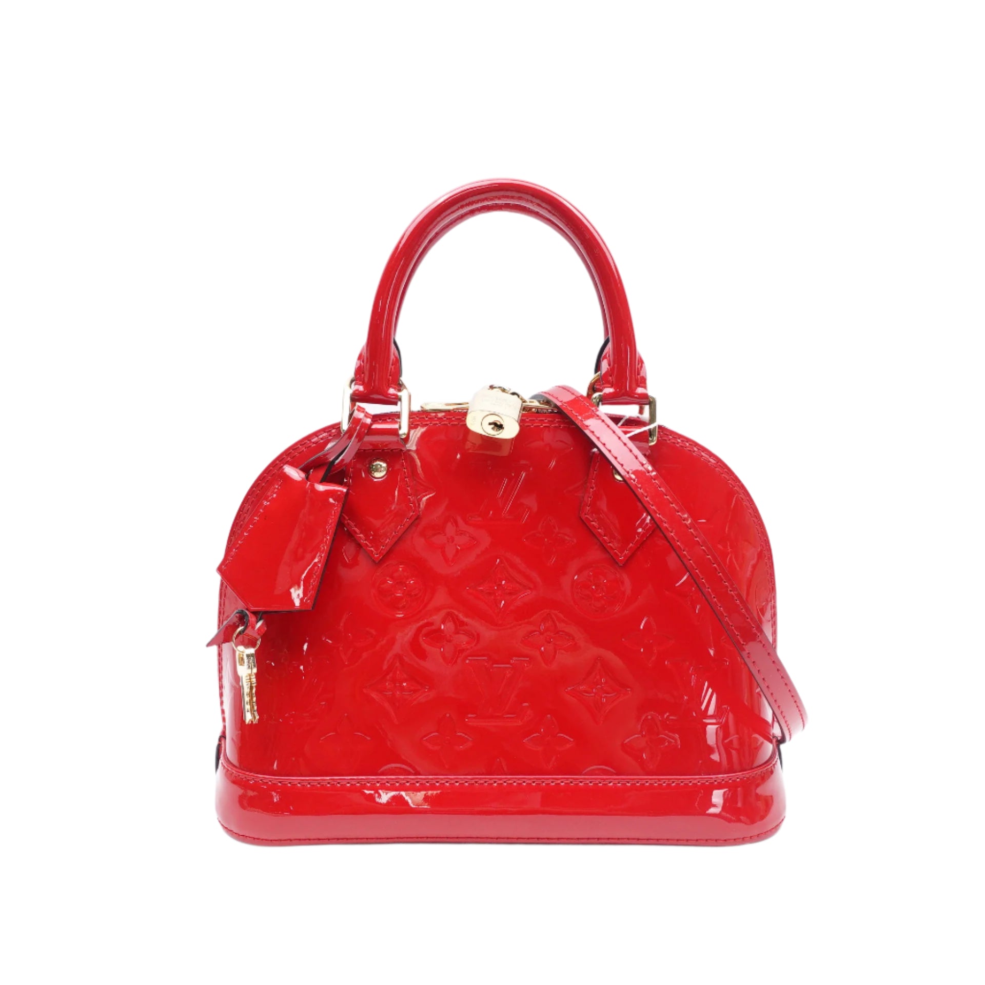 PRE-OWNED LV Red Vernis Alma BB Shoulder Bag