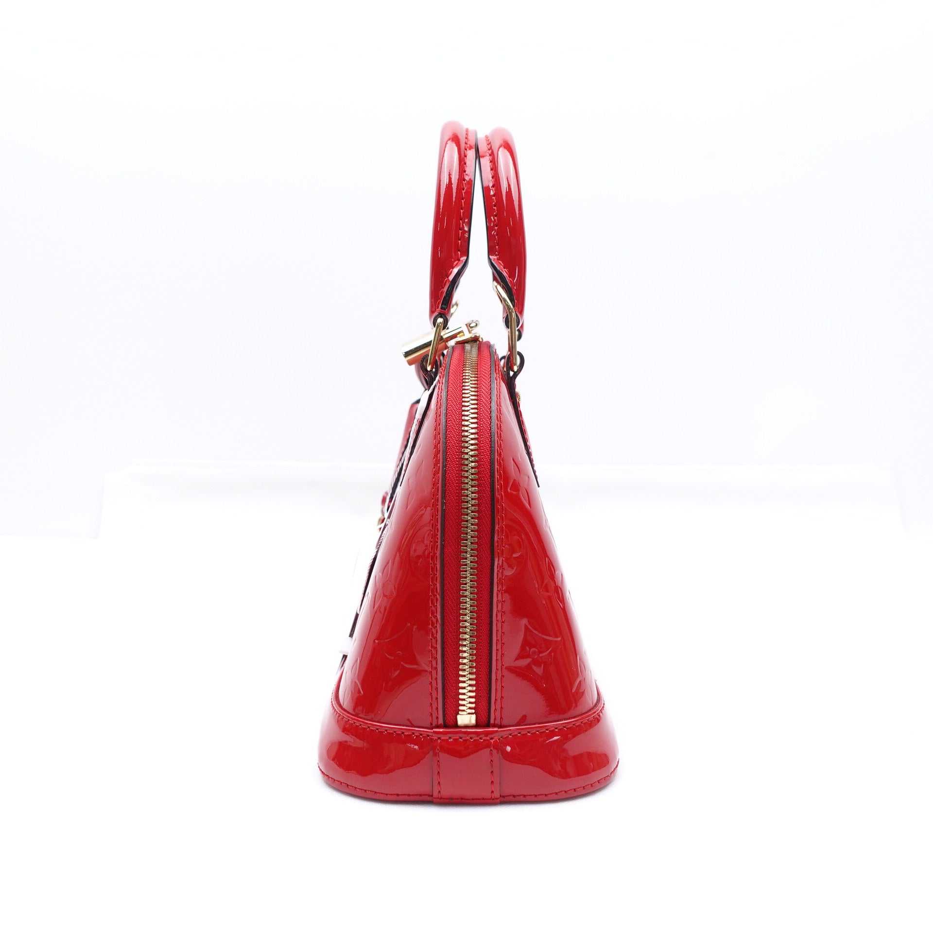 PRE-OWNED LV Red Vernis Alma BB Shoulder Bag