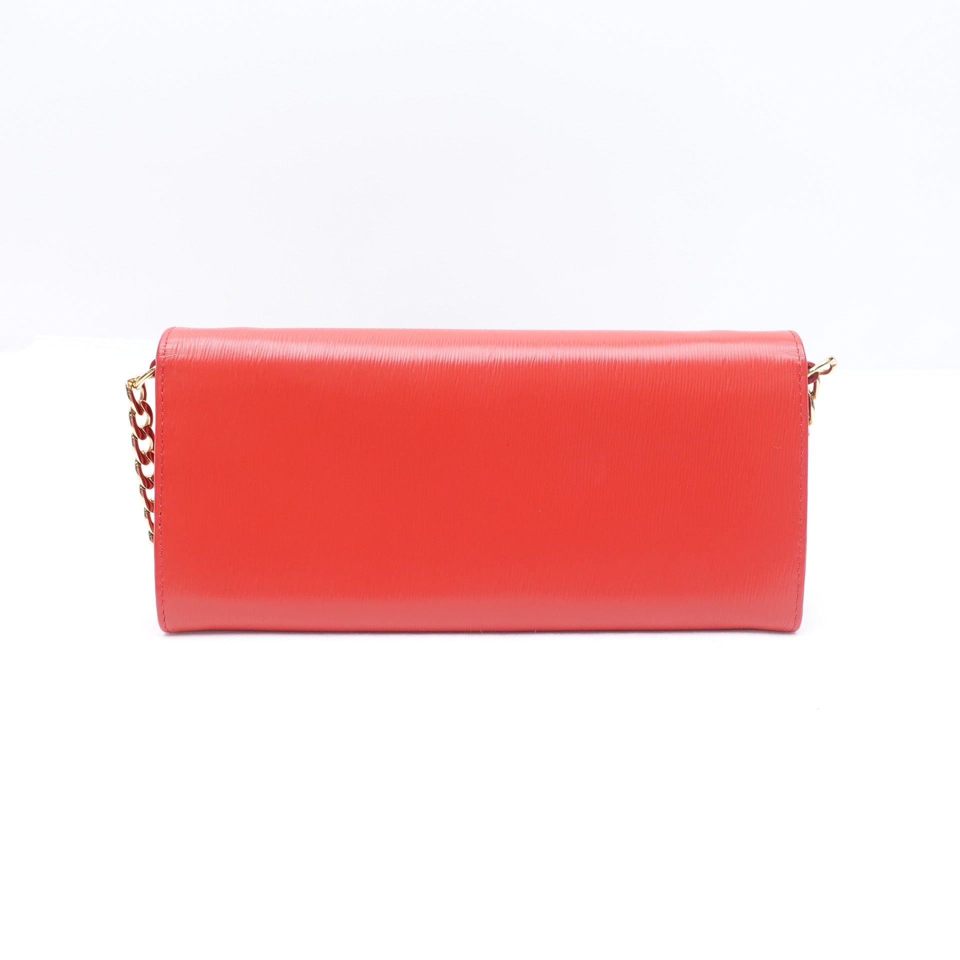 PRE-OWNED Red Vitello Move Leather Wallet on Chain