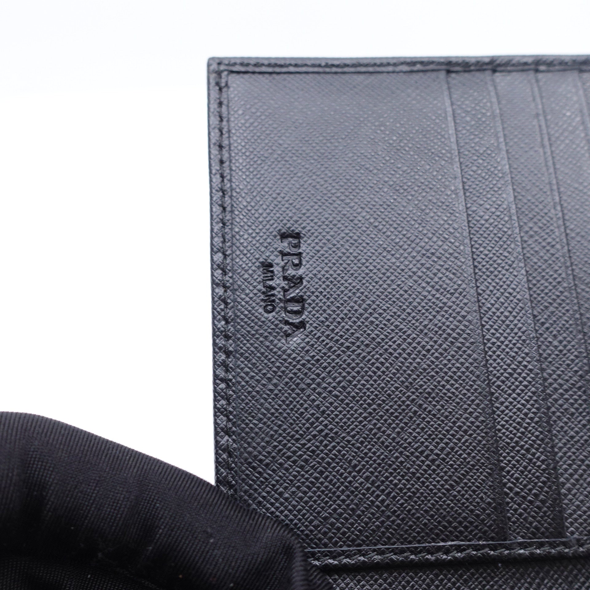 PRE-OWNED Black Saffiano Leather Bifold Wallet