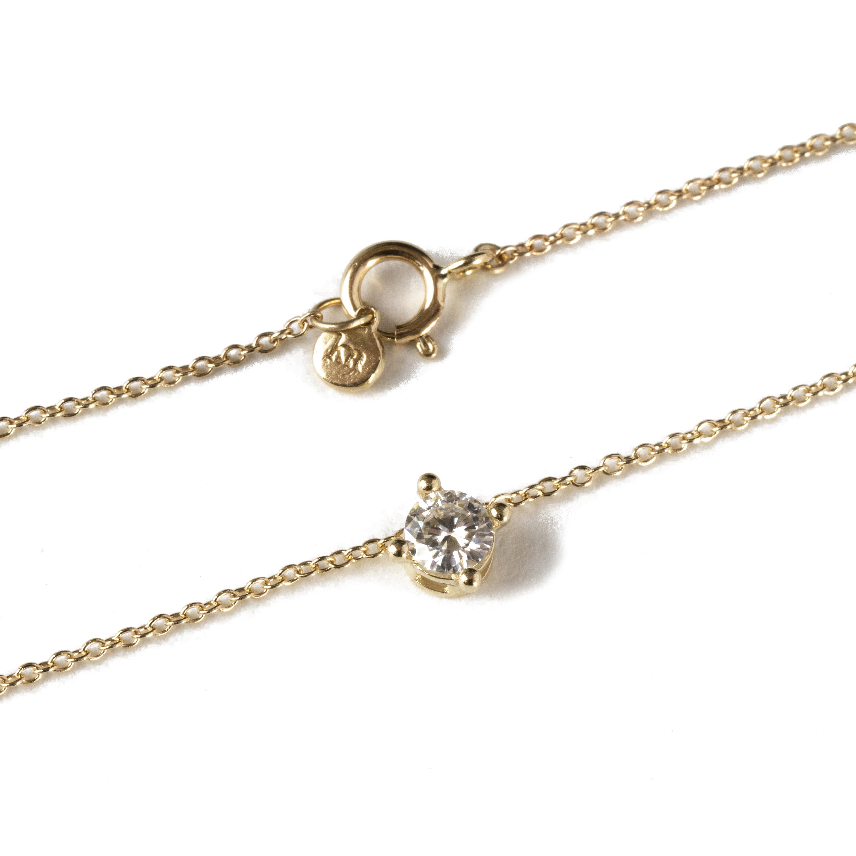 Diamond Solitaire 14k Gold Necklace