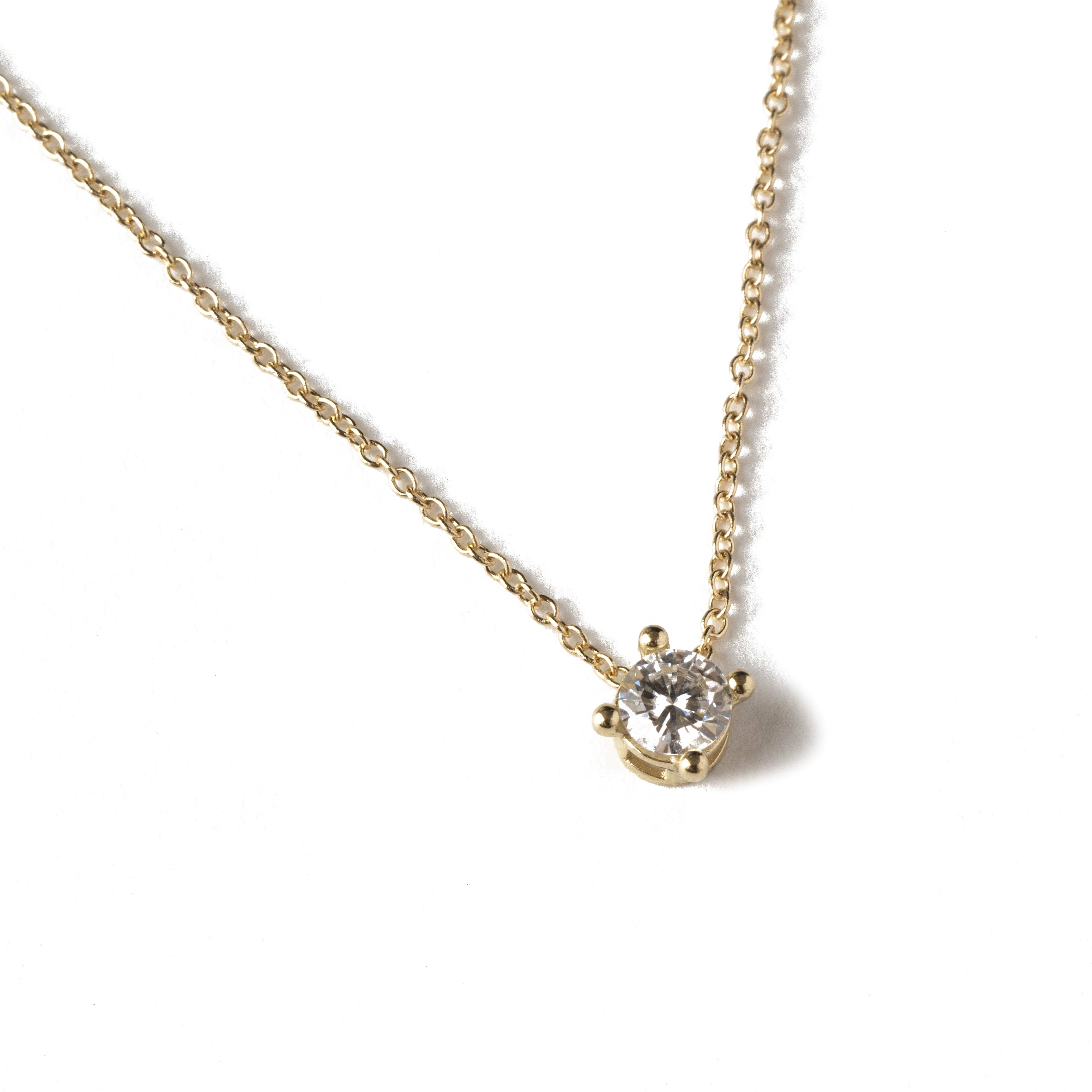 Diamond Solitaire 14k Gold Necklace