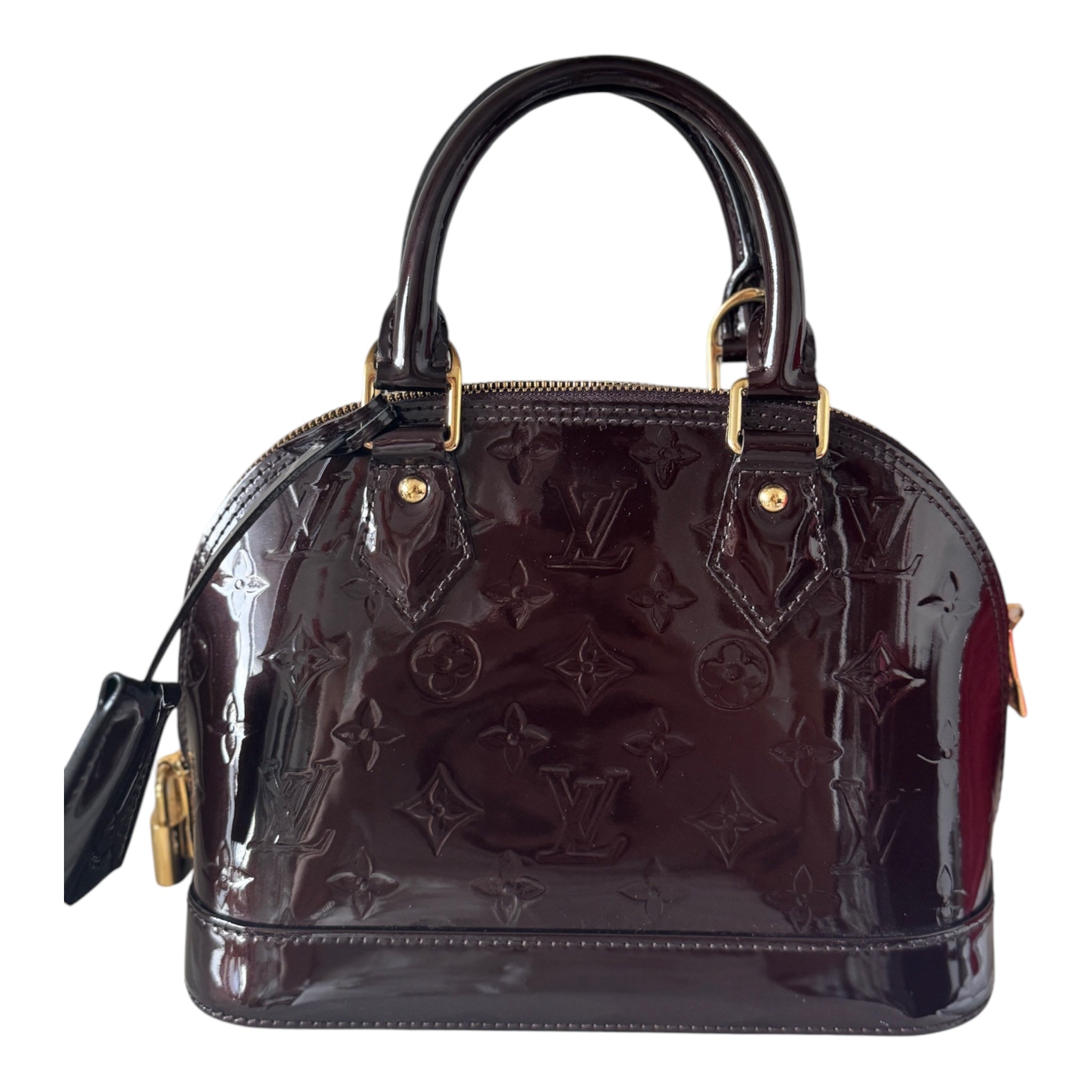 Bolso de hombro LV Vernis Alma BB burdeos de segunda mano