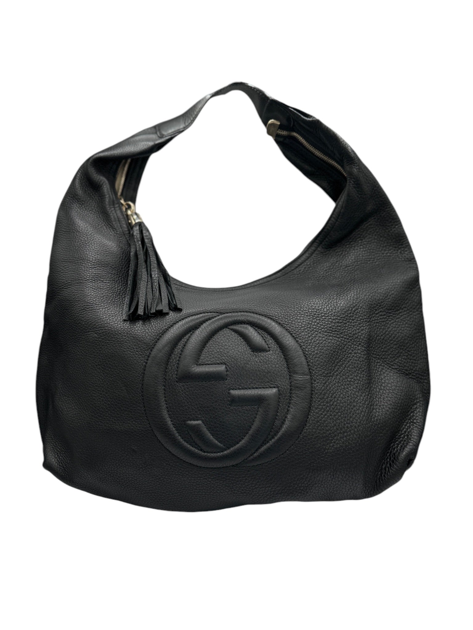 Bolso de hombro Soho Hobo de piel granulada negra GG USADO