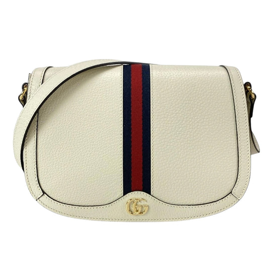 PRE-OWNED GG White Leather Ophidia Shoulder Bag