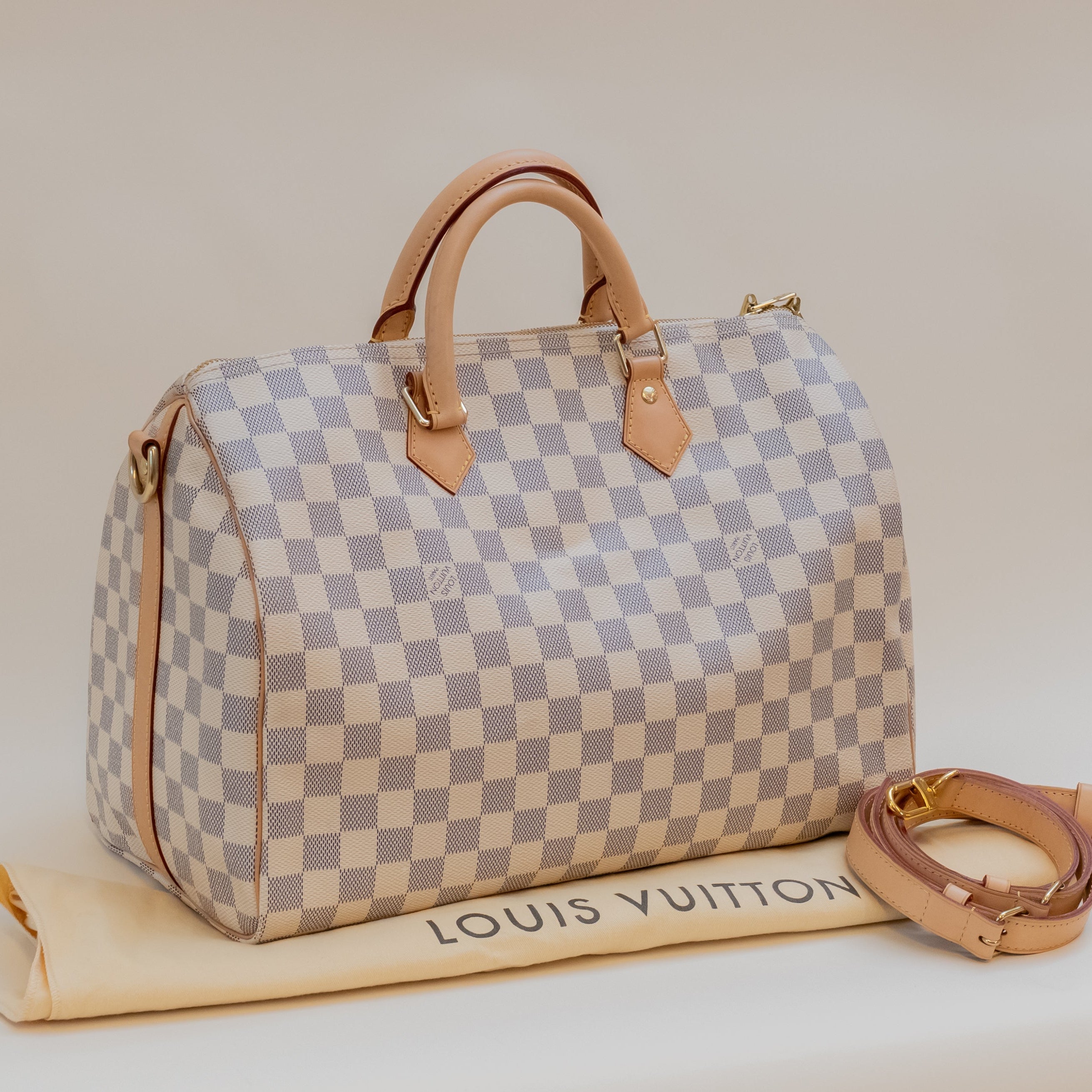 PRE-OWNED LV  Azur Canvas Speedy Bandouliere 35 Crossbody Bag 